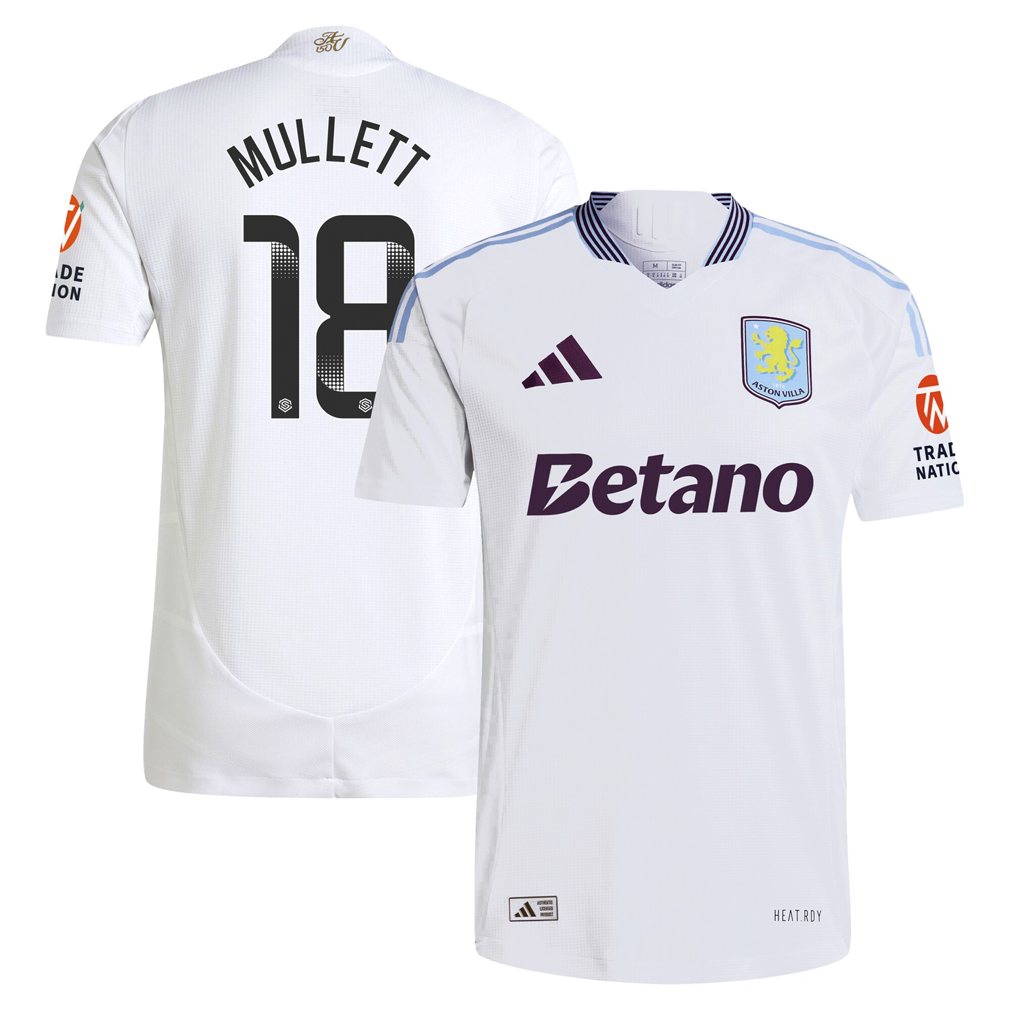 Aston Villa Jerseys - Official aston villa wsl adidas away authentic shirt 2024-25 with mullett 18 printing Collection for AVFC Fans