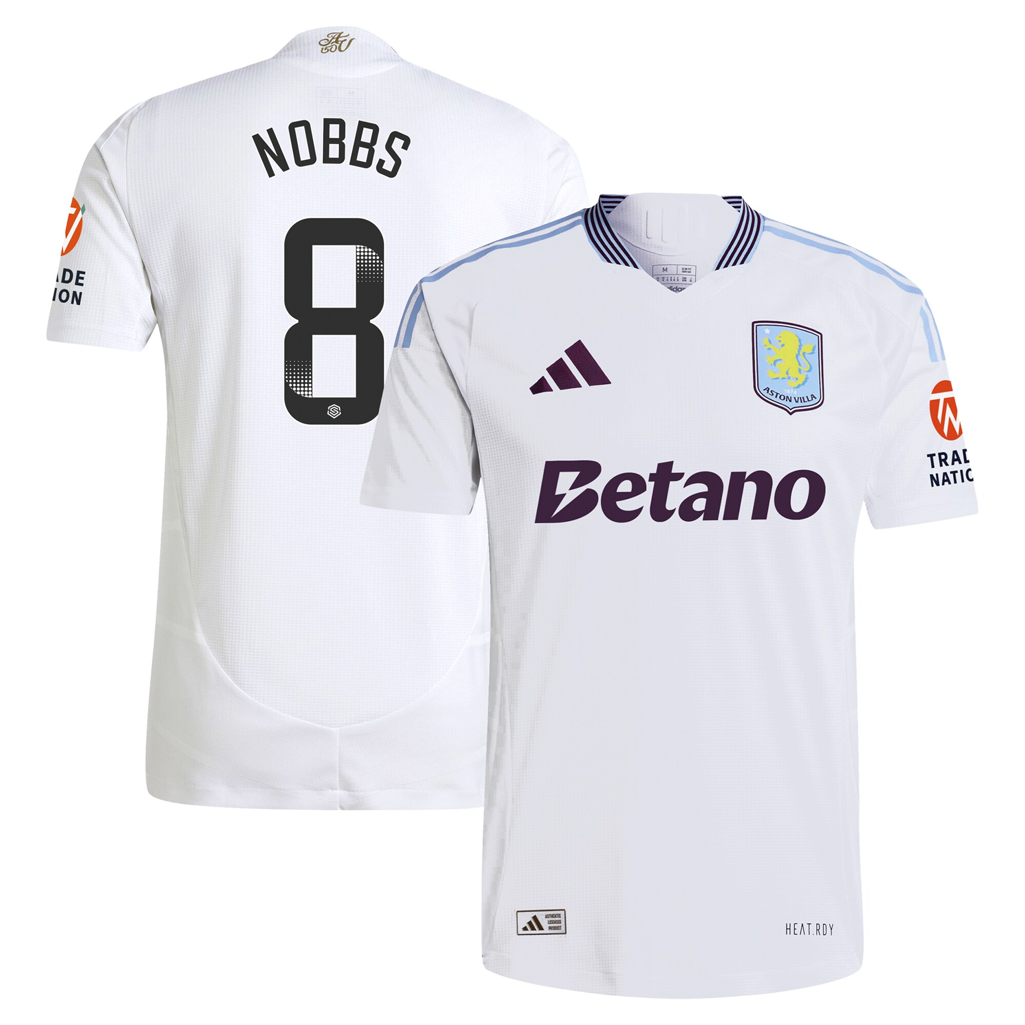 Aston Villa Jerseys - Official aston villa wsl adidas away authentic shirt 2024-25 with nobbs 8 printing Collection for AVFC Fans