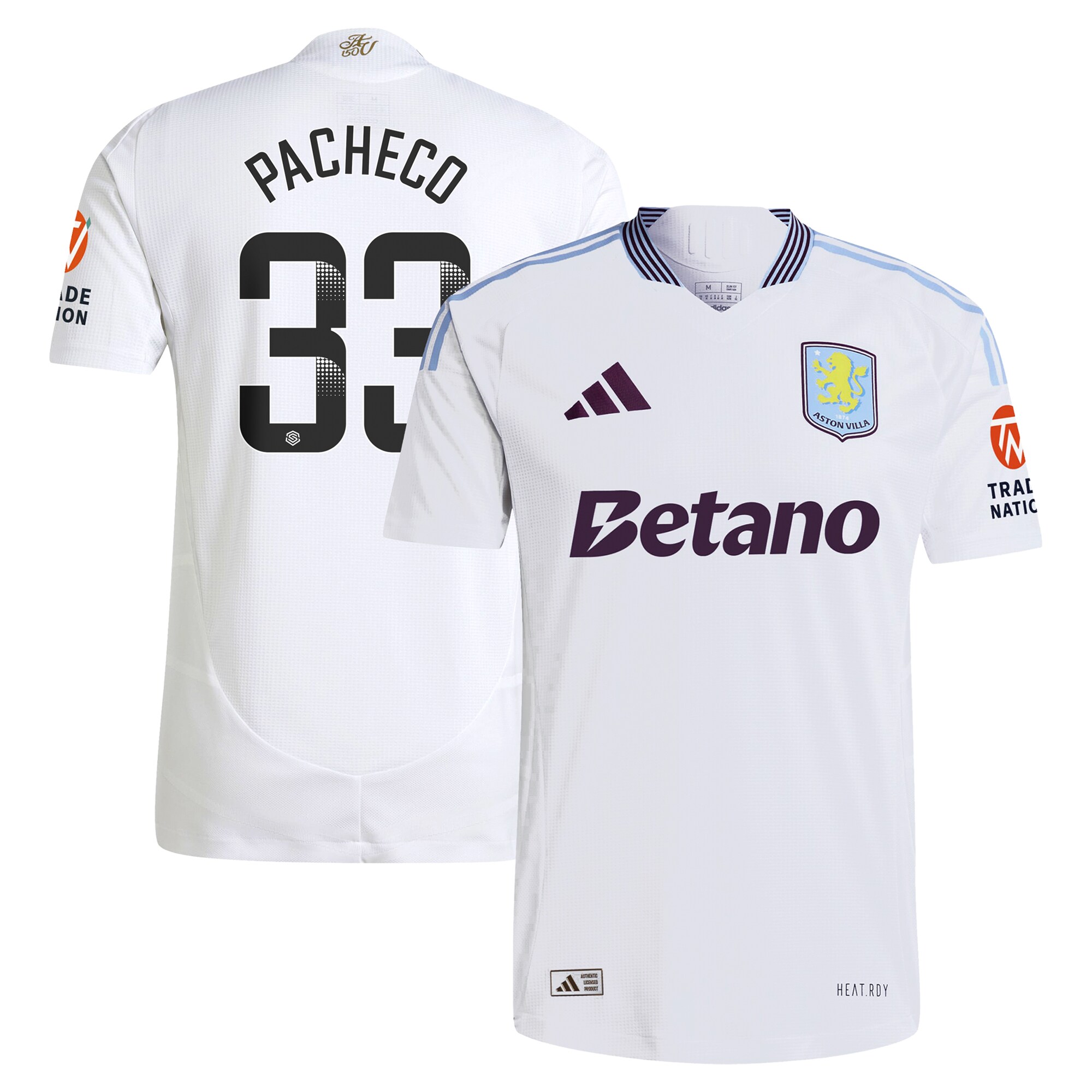 Aston Villa Jerseys - Official aston villa wsl adidas away authentic shirt 2024-25 with pacheco 33 printing Collection for AVFC Fans