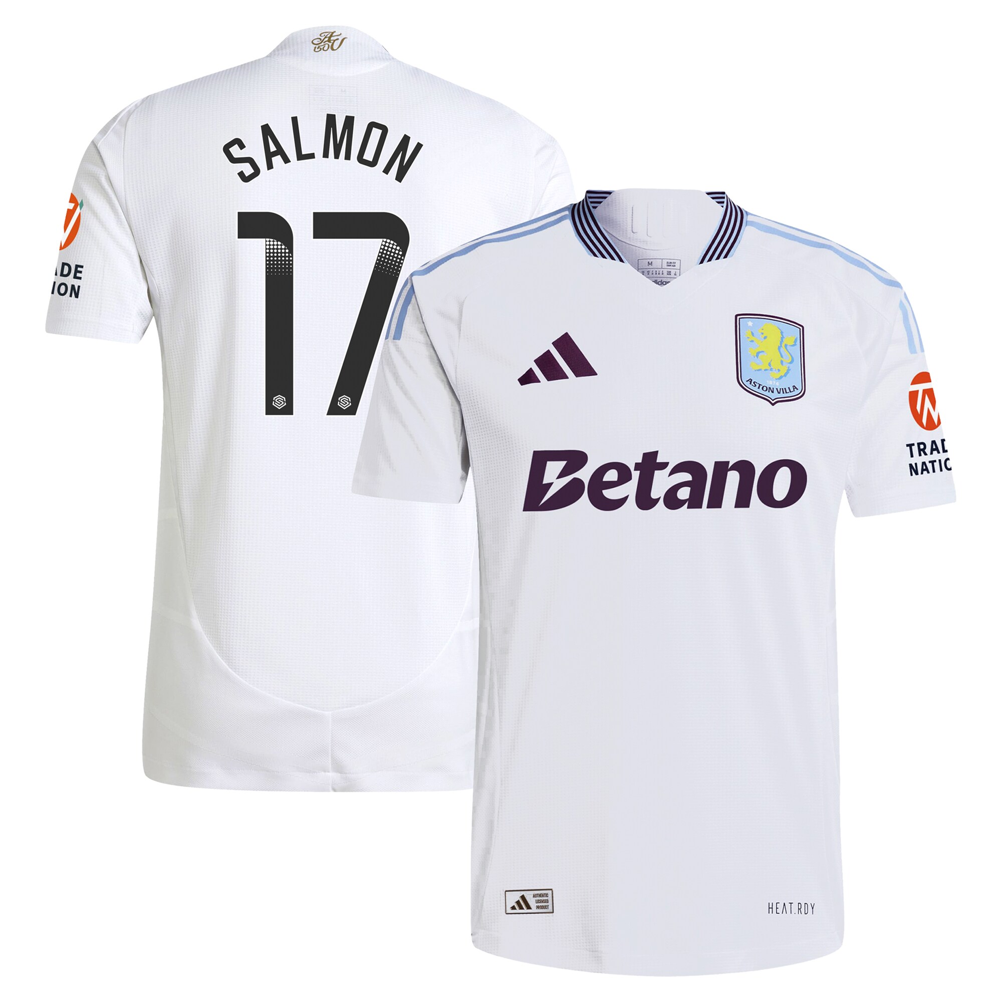 Aston Villa Jerseys - Official aston villa wsl adidas away authentic shirt 2024-25 with salmon 17 printing Collection for AVFC Fans