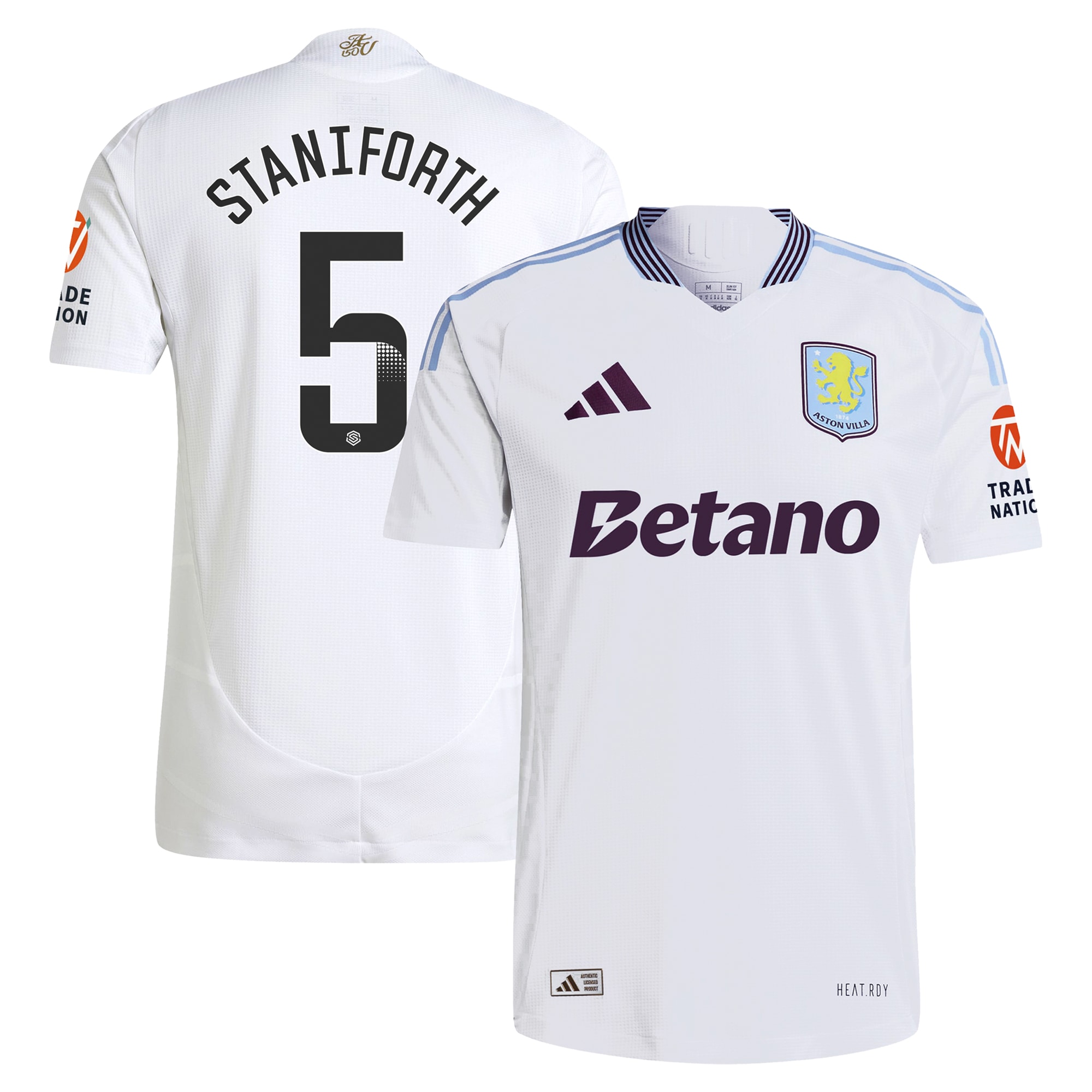 Aston Villa Jerseys - Official aston villa wsl adidas away authentic shirt 2024-25 with staniforth 5 printing Collection for AVFC Fans