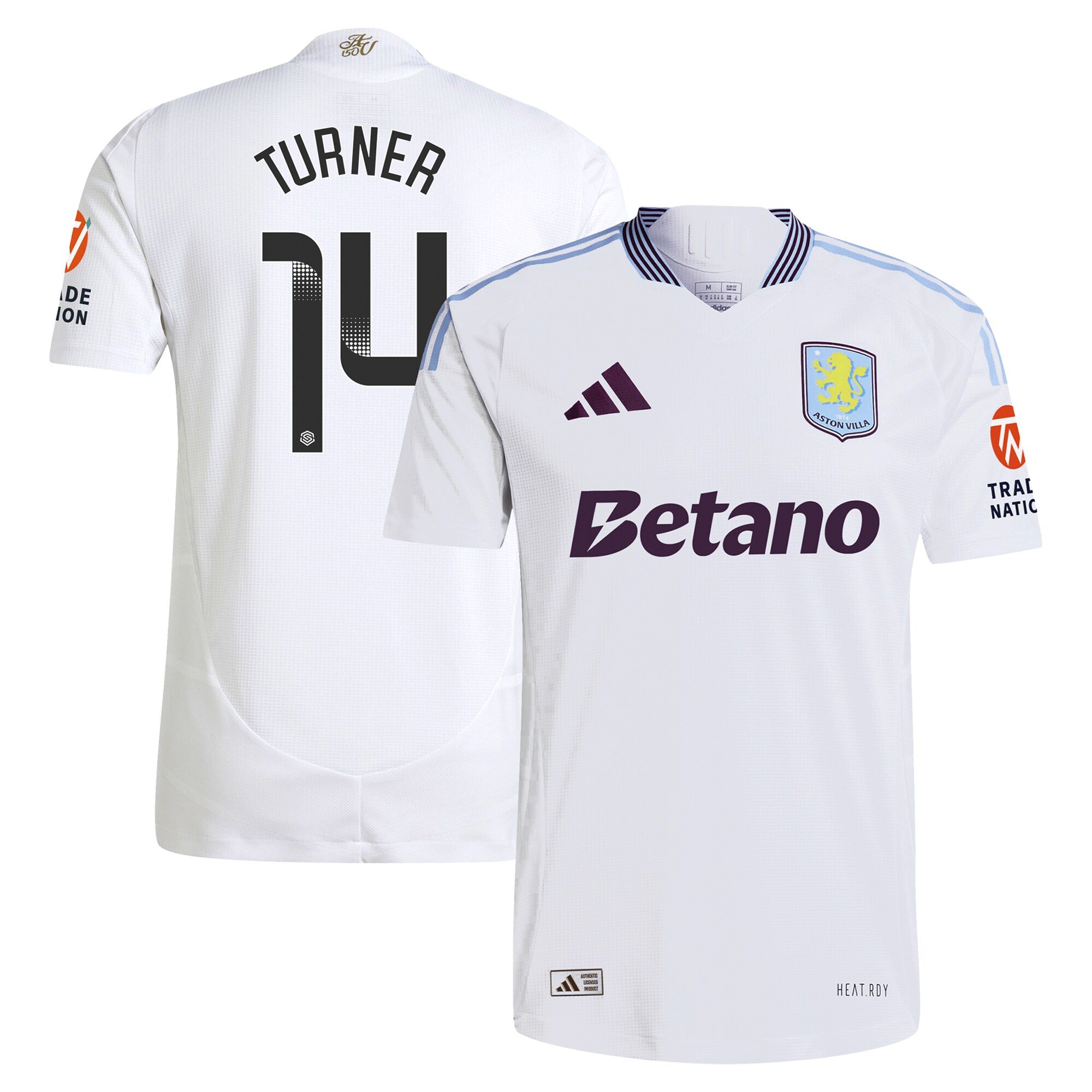 Aston Villa Jerseys - Official aston villa wsl adidas away authentic shirt 2024-25 with turner 14 printing Collection for AVFC Fans