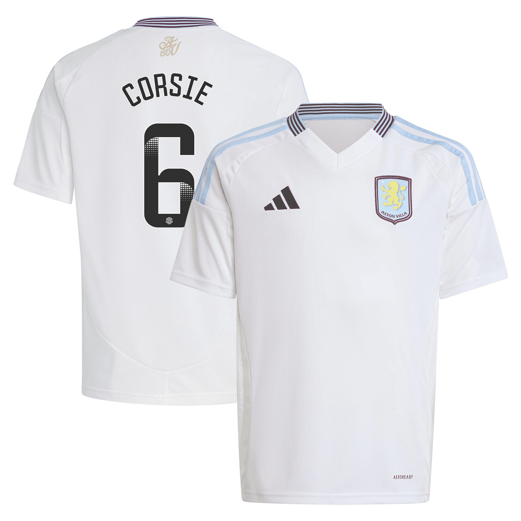 Aston Villa Jerseys - Official aston villa wsl adidas away shirt 2024-25 – kids with corsie 6 printing Collection for AVFC Fans