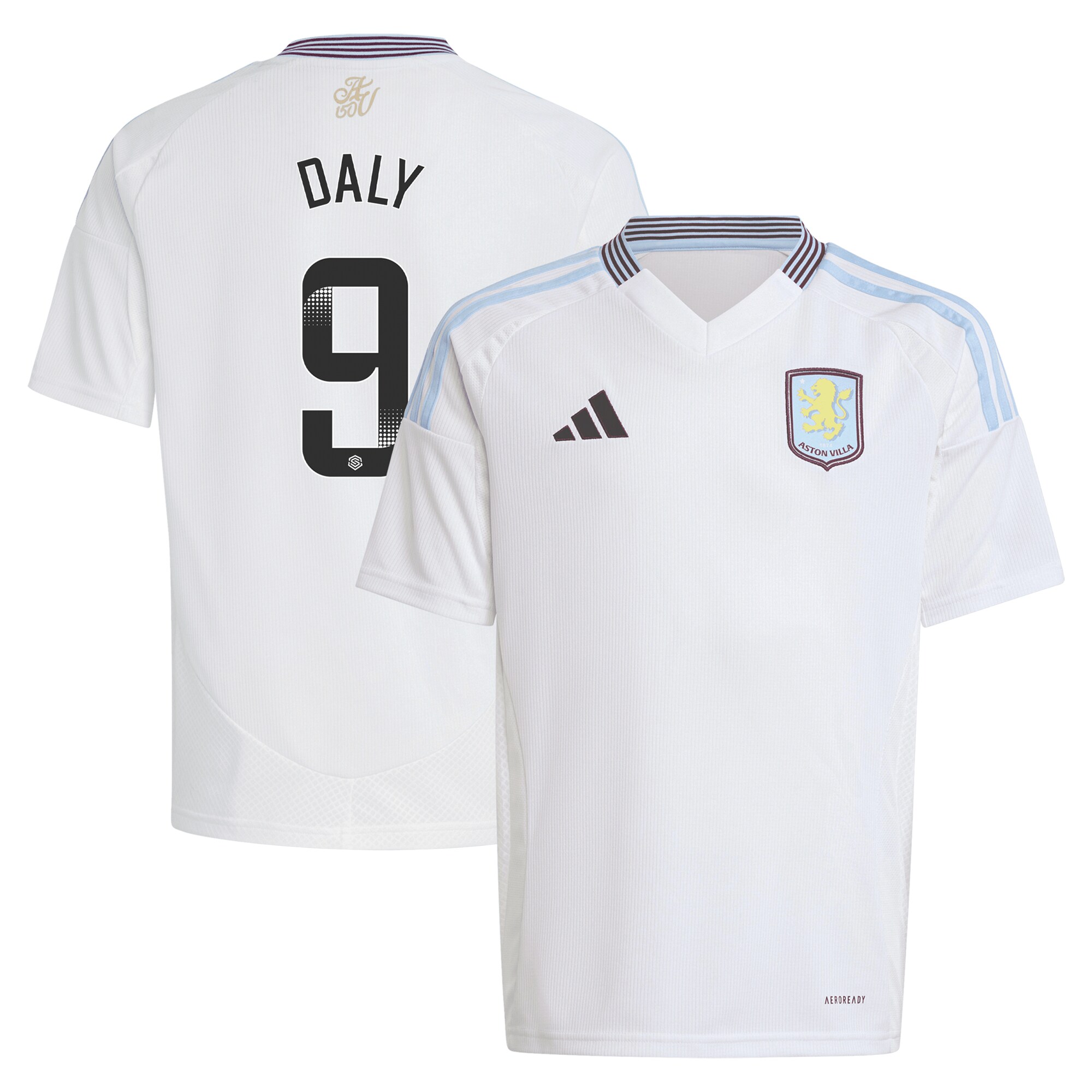 Aston Villa Jerseys - Official aston villa wsl adidas away shirt 2024-25 – kids with daly 9 printing Collection for AVFC Fans