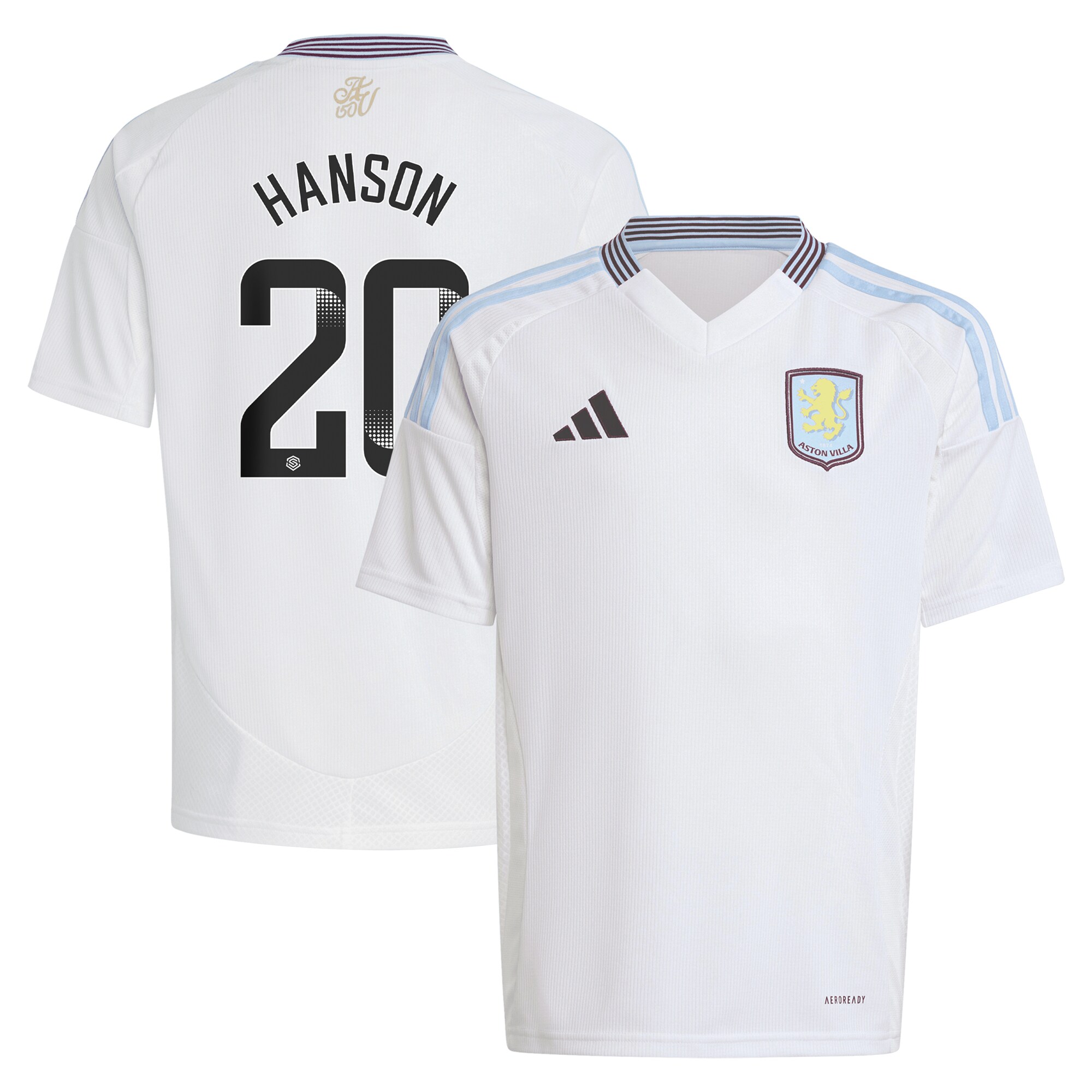 Aston Villa Jerseys - Official aston villa wsl adidas away shirt 2024-25 – kids with hanson 20 printing Collection for AVFC Fans