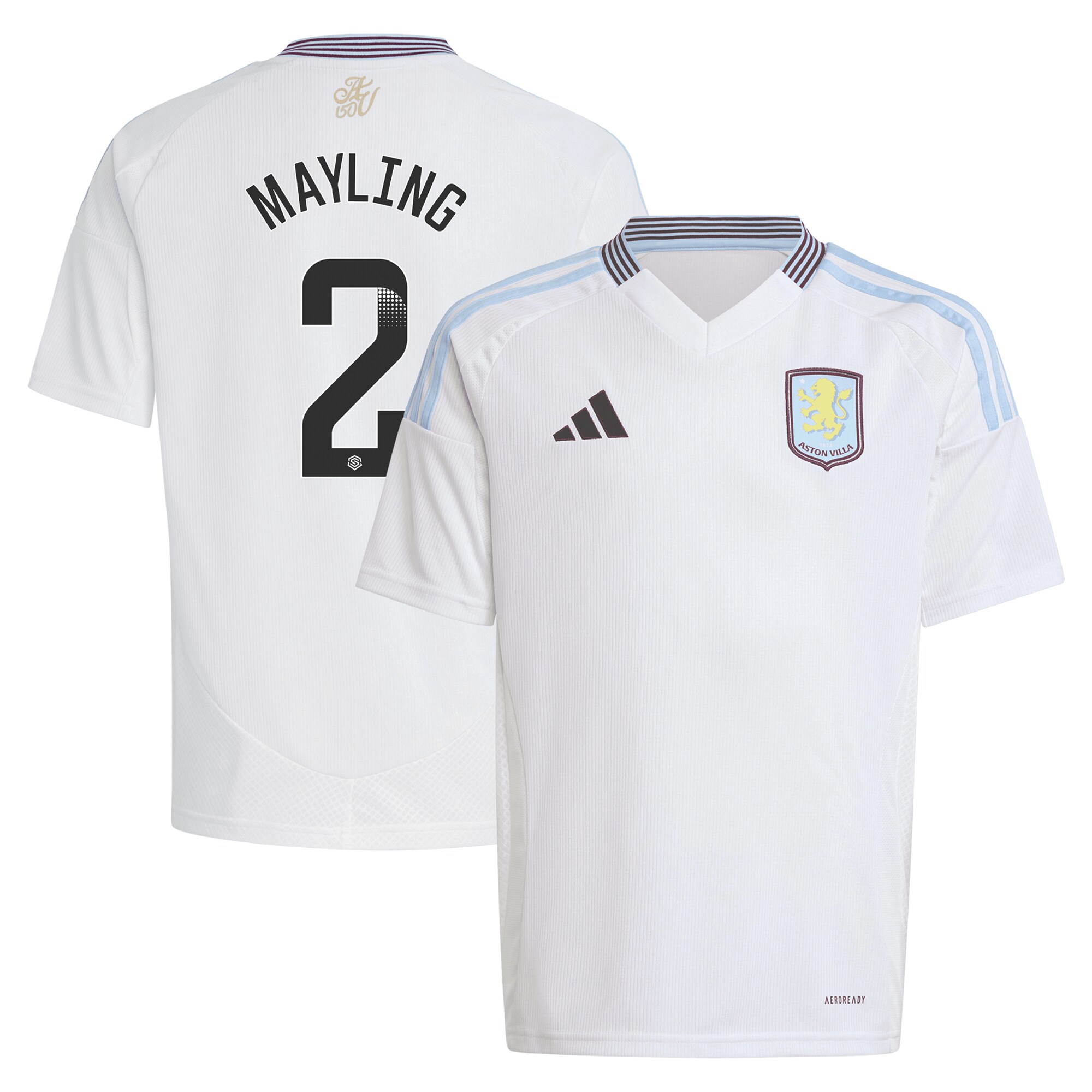 Aston Villa Jerseys - Official aston villa wsl adidas away shirt 2024-25 – kids with mayling 2 printing Collection for AVFC Fans