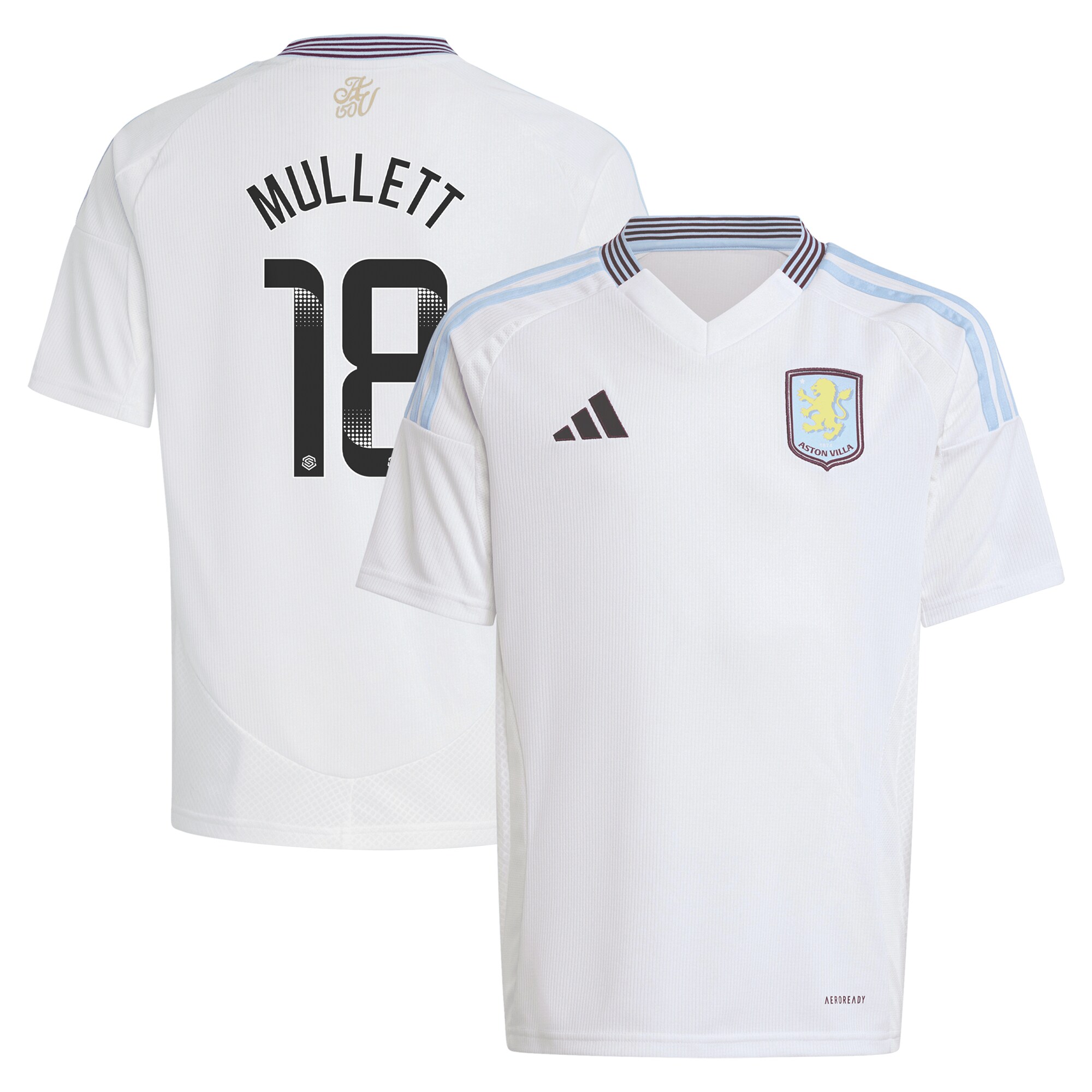 Aston Villa Jerseys - Official aston villa wsl adidas away shirt 2024-25 – kids with mullett 18 printing Collection for AVFC Fans