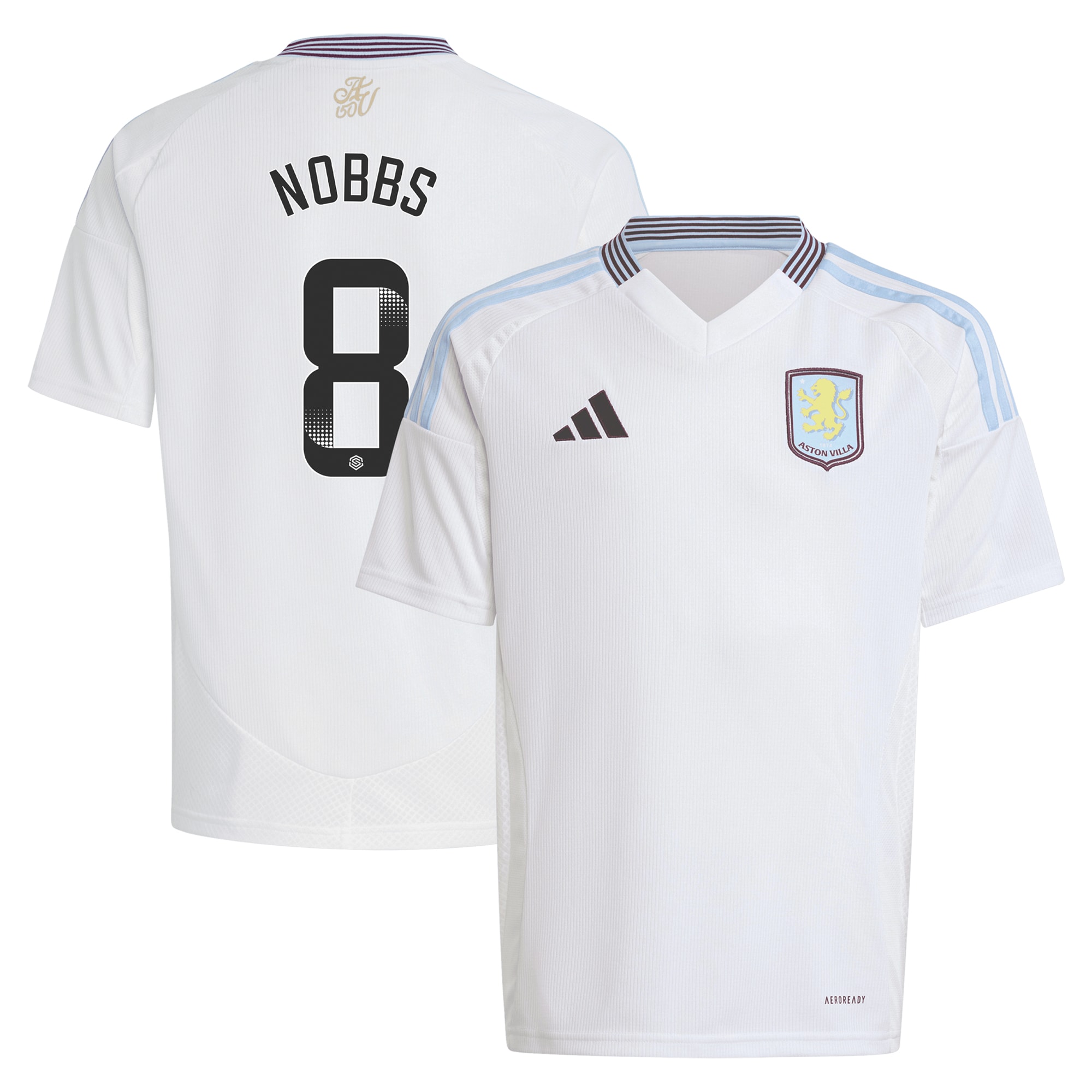 Aston Villa Jerseys - Official aston villa wsl adidas away shirt 2024-25 – kids with nobbs 8 printing Collection for AVFC Fans