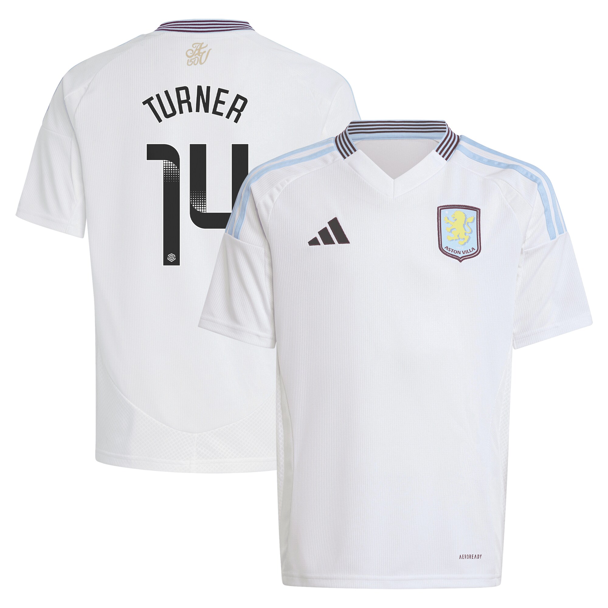 Aston Villa Jerseys - Official aston villa wsl adidas away shirt 2024-25 – kids with turner 14 printing Collection for AVFC Fans