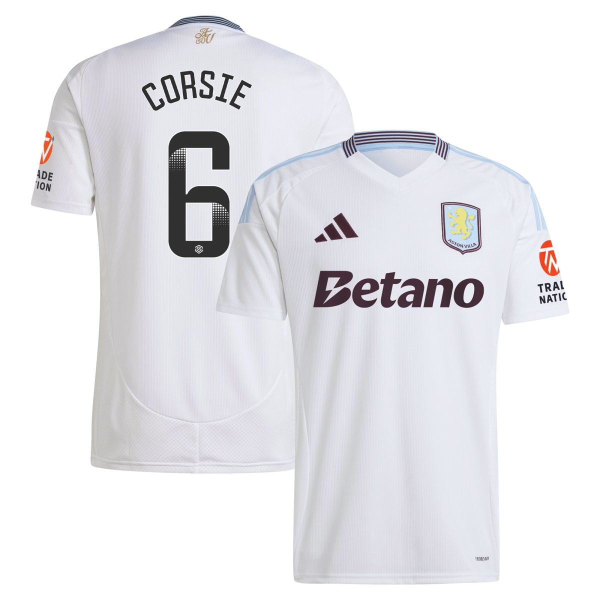 Aston Villa Jerseys - Official aston villa wsl adidas away shirt 2024-25 with corsie 6 printing Collection for AVFC Fans