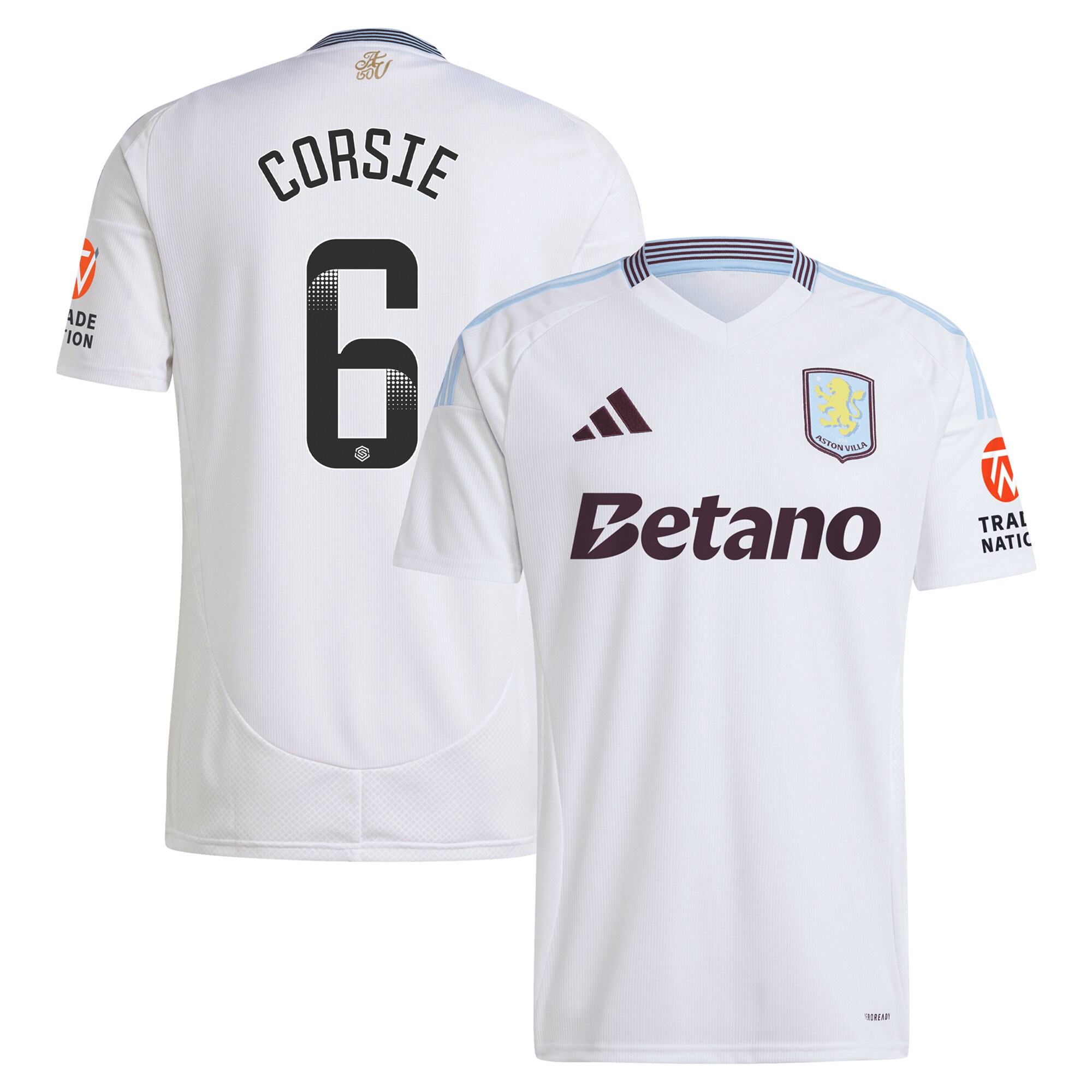 Aston Villa Jerseys - Official aston villa wsl adidas away shirt 2024-25 with corsie 6 printing Collection for AVFC Fans