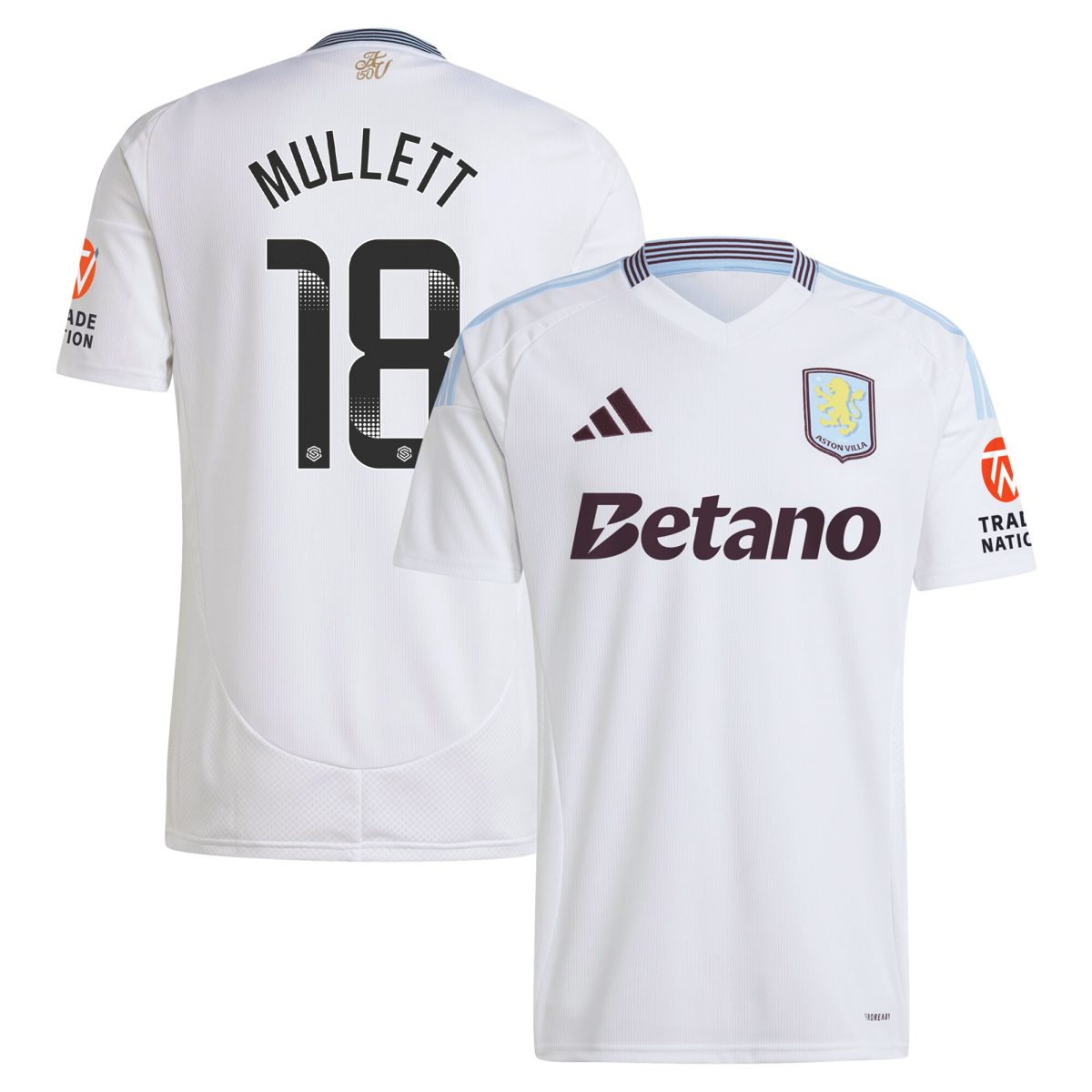 Aston Villa Jerseys - Official aston villa wsl adidas away shirt 2024-25 with mullett 18 printing Collection for AVFC Fans