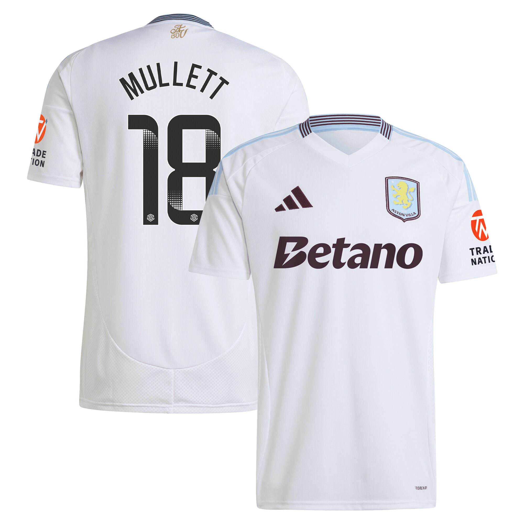 Aston Villa Jerseys - Official aston villa wsl adidas away shirt 2024-25 with mullett 18 printing Collection for AVFC Fans