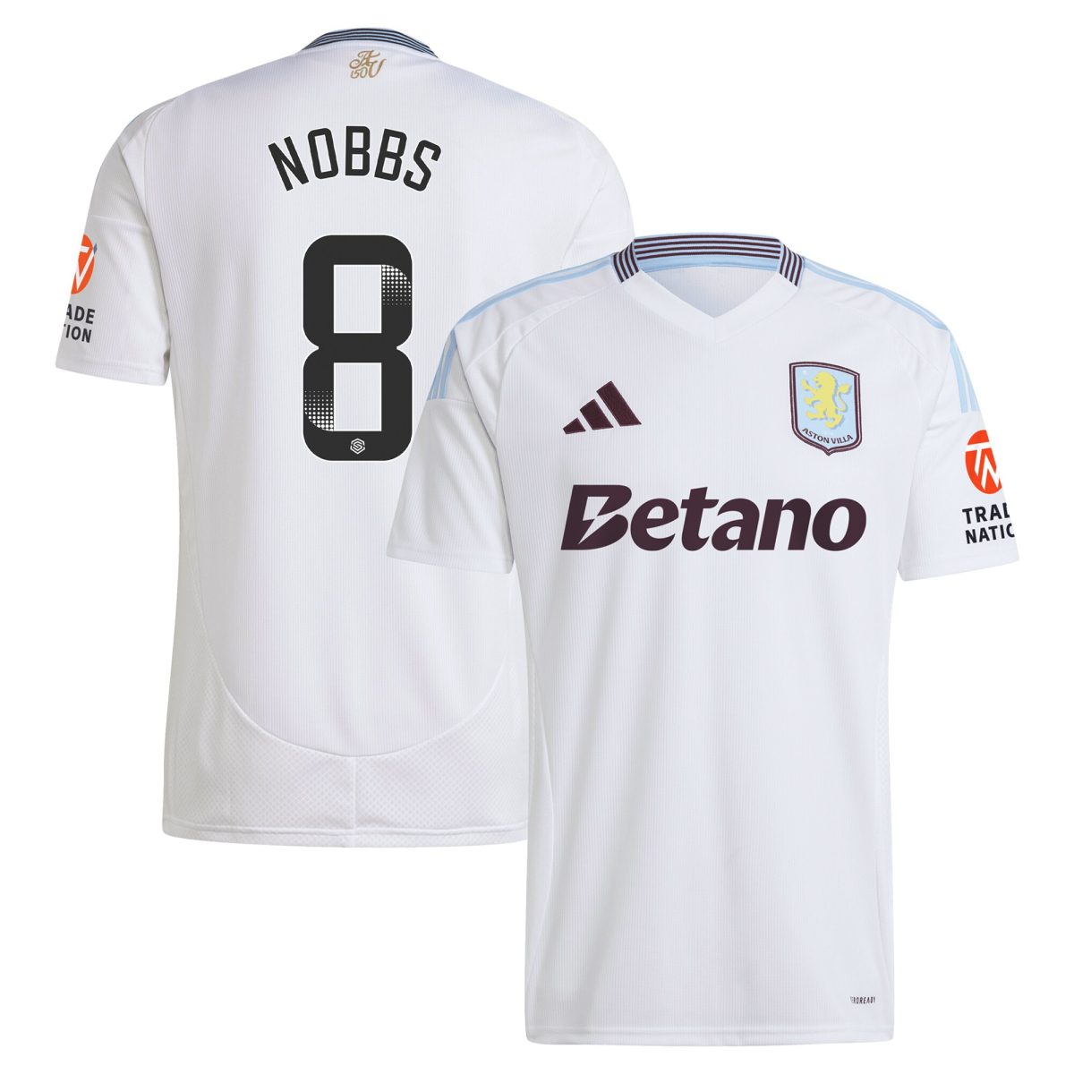Aston Villa Jerseys - Official aston villa wsl adidas away shirt 2024-25 with nobbs 8 printing Collection for AVFC Fans