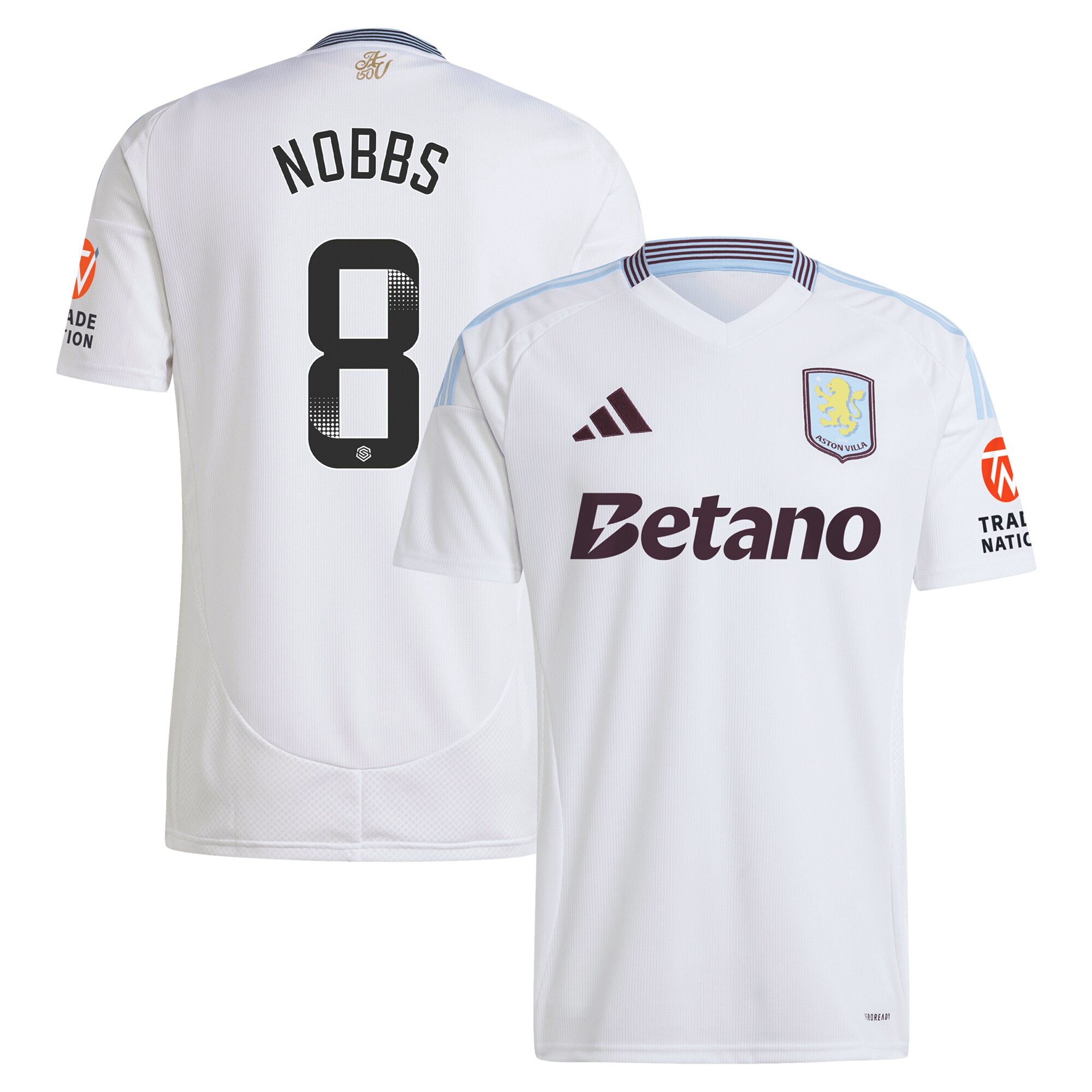 Aston Villa Jerseys - Official aston villa wsl adidas away shirt 2024-25 with nobbs 8 printing Collection for AVFC Fans