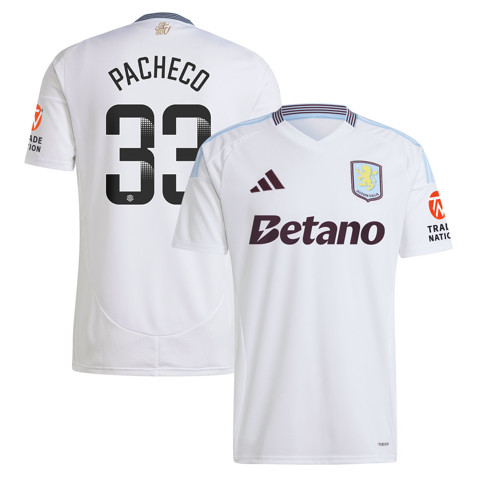 Aston Villa Jerseys - Official aston villa wsl adidas away shirt 2024-25 with pacheco 33 printing Collection for AVFC Fans