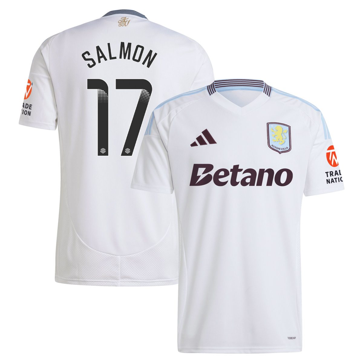 Aston Villa Jerseys - Official aston villa wsl adidas away shirt 2024-25 with salmon 17 printing Collection for AVFC Fans
