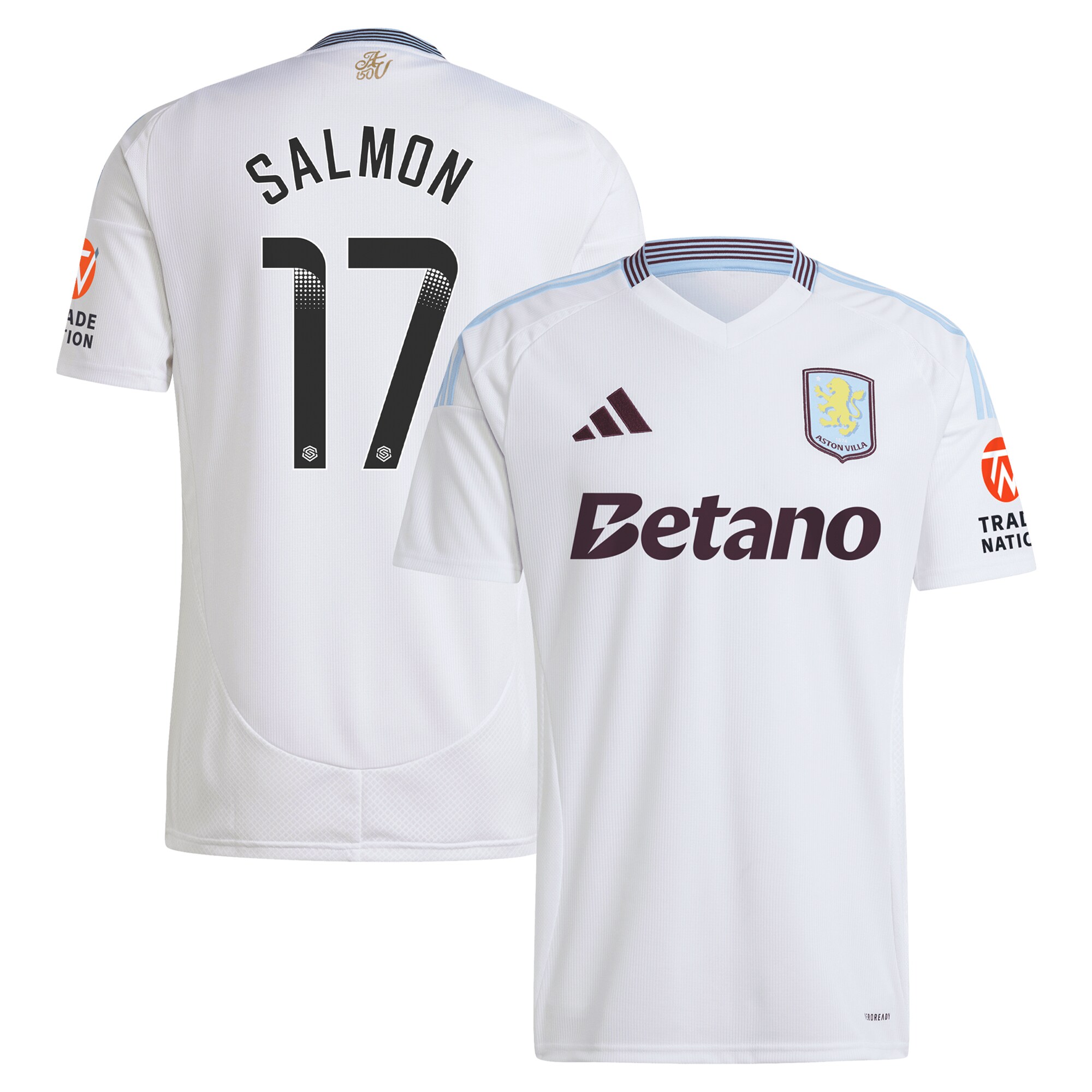 Aston Villa Jerseys - Official aston villa wsl adidas away shirt 2024-25 with salmon 17 printing Collection for AVFC Fans