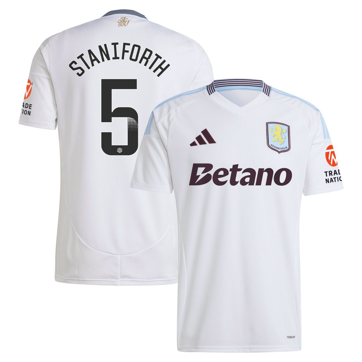 Aston Villa Jerseys - Official aston villa wsl adidas away shirt 2024-25 with staniforth 5 printing Collection for AVFC Fans
