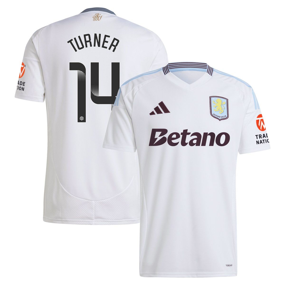 Aston Villa Jerseys - Official aston villa wsl adidas away shirt 2024-25 with turner 14 printing Collection for AVFC Fans