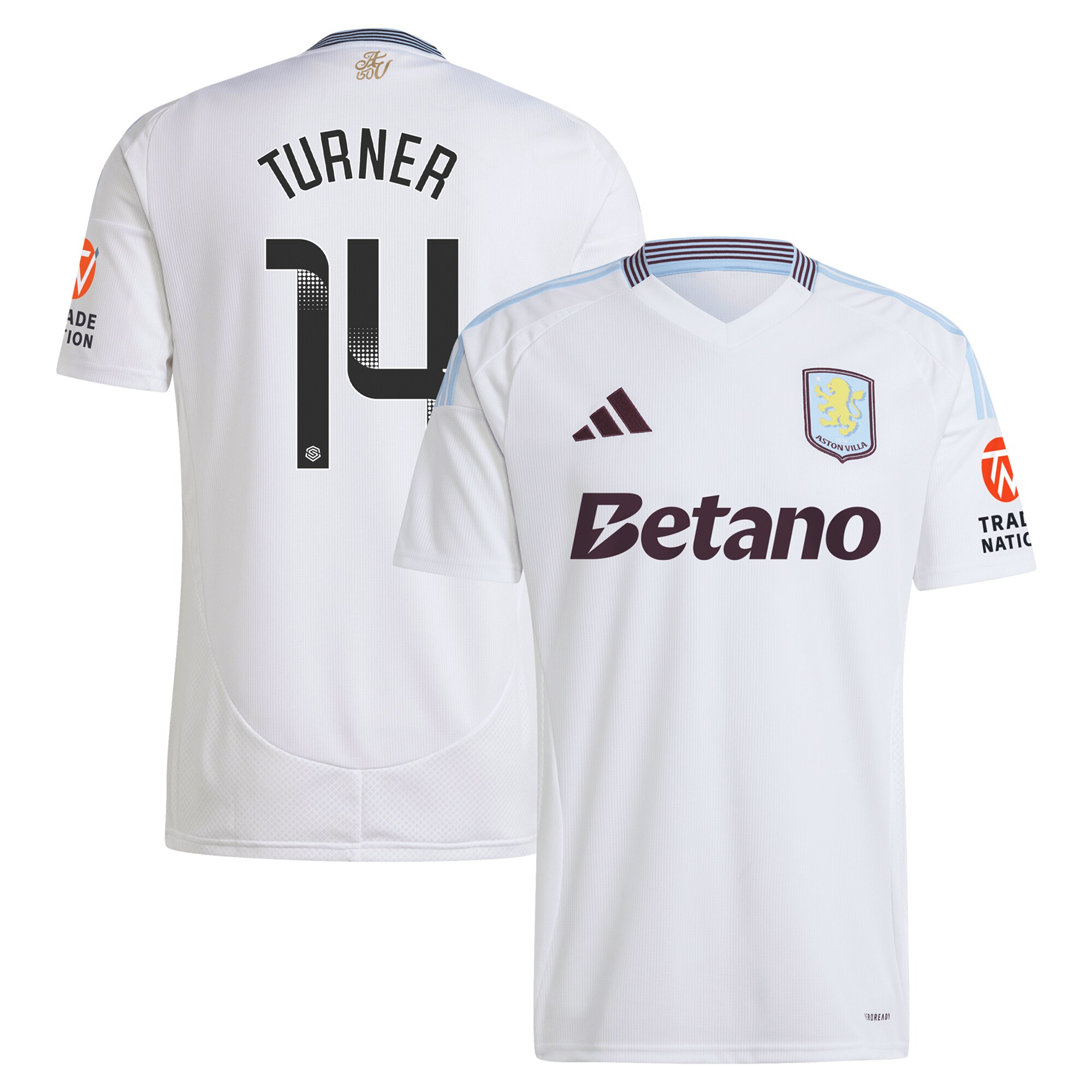 Aston Villa Jerseys - Official aston villa wsl adidas away shirt 2024-25 with turner 14 printing Collection for AVFC Fans