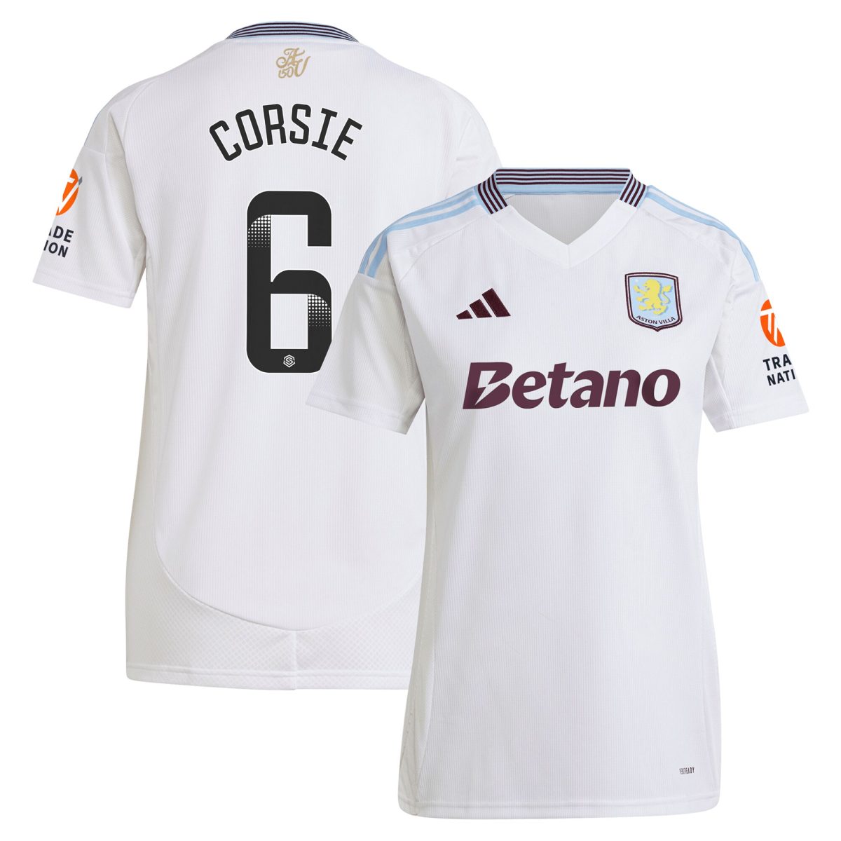 Aston Villa Jerseys - Official aston villa wsl adidas away shirt 2024-25 – womens with corsie 6 printing Collection for AVFC Fans
