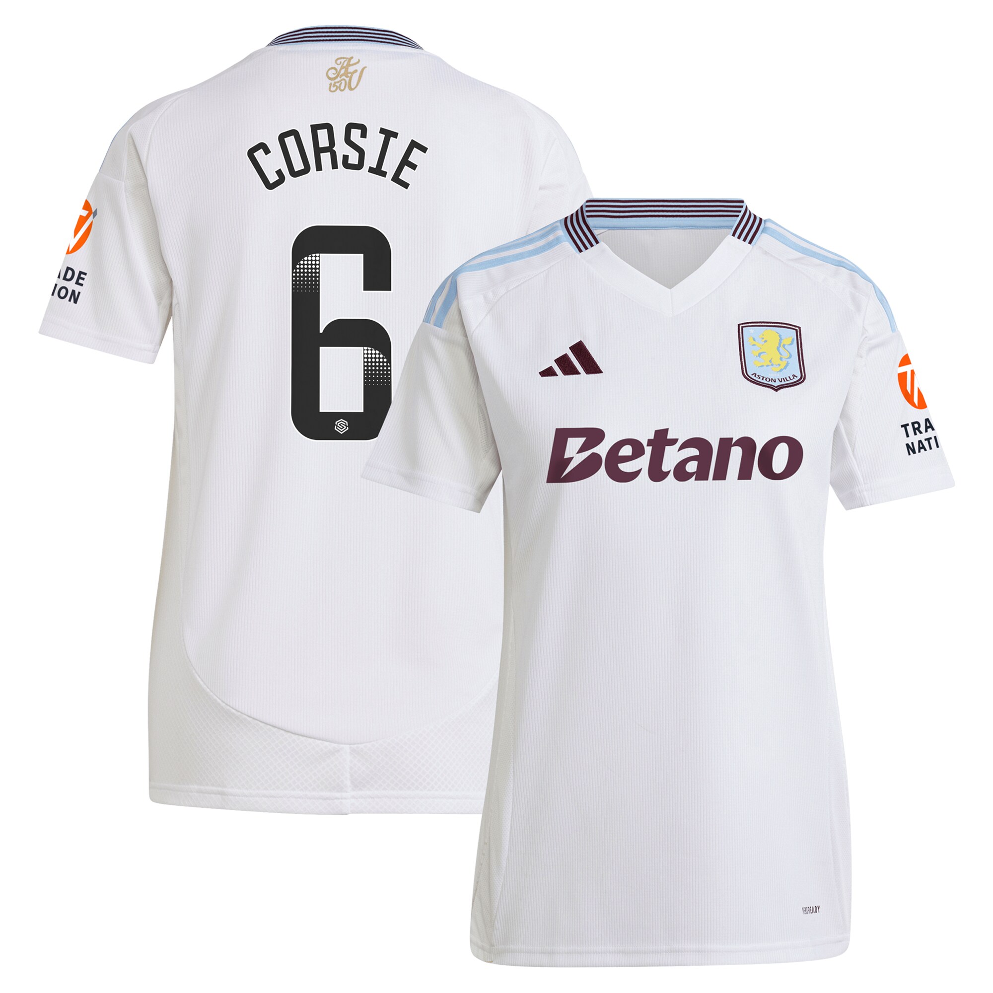 Aston Villa Jerseys - Official aston villa wsl adidas away shirt 2024-25 – womens with corsie 6 printing Collection for AVFC Fans
