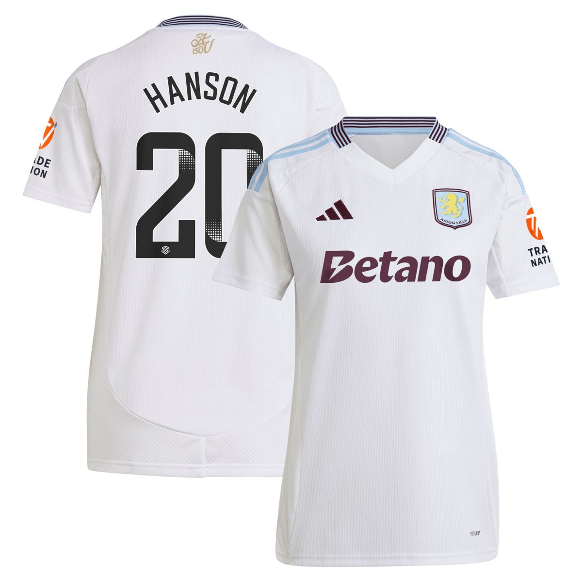 Aston Villa Jerseys - Official aston villa wsl adidas away shirt 2024-25 – womens with hanson 20 printing Collection for AVFC Fans