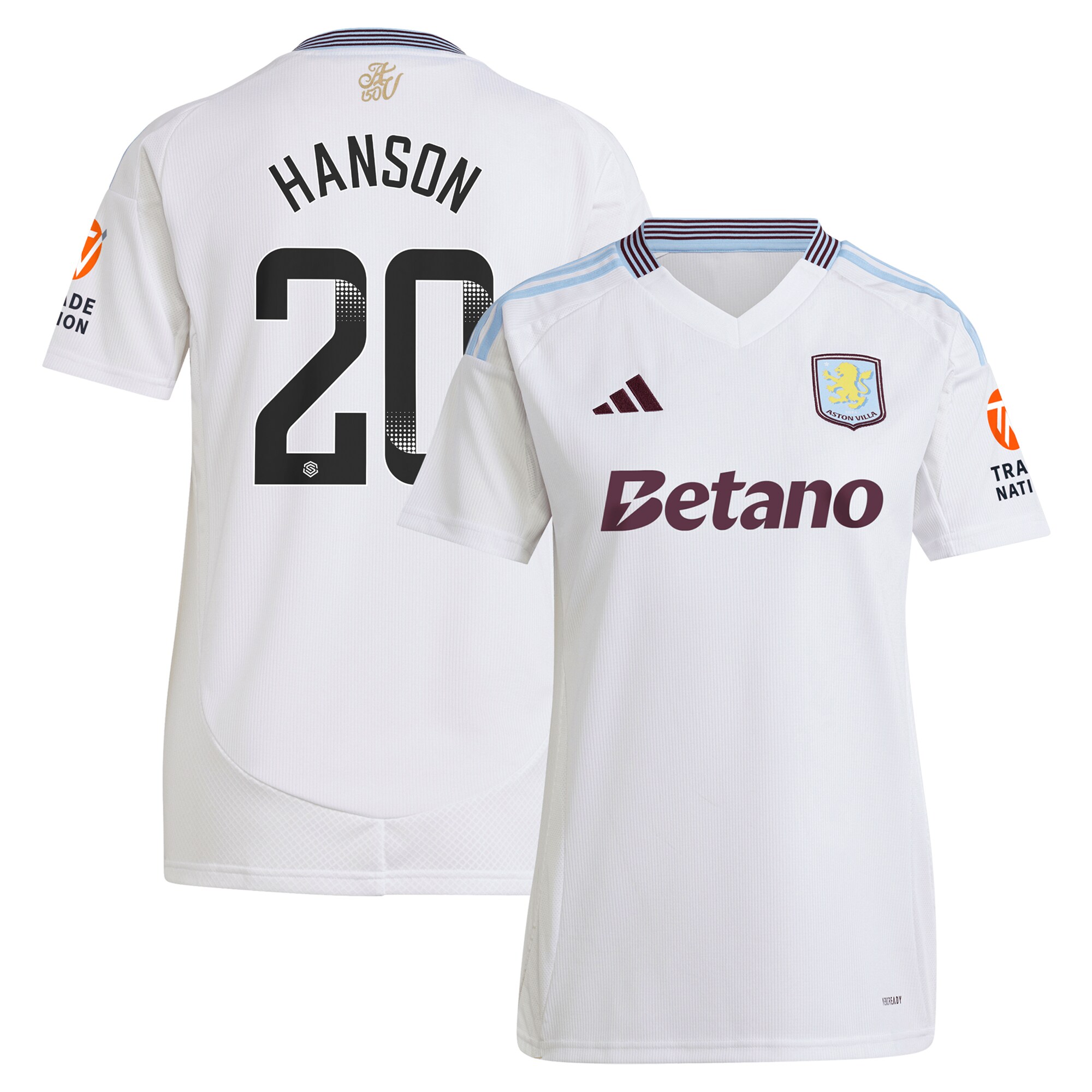Aston Villa Jerseys - Official aston villa wsl adidas away shirt 2024-25 – womens with hanson 20 printing Collection for AVFC Fans