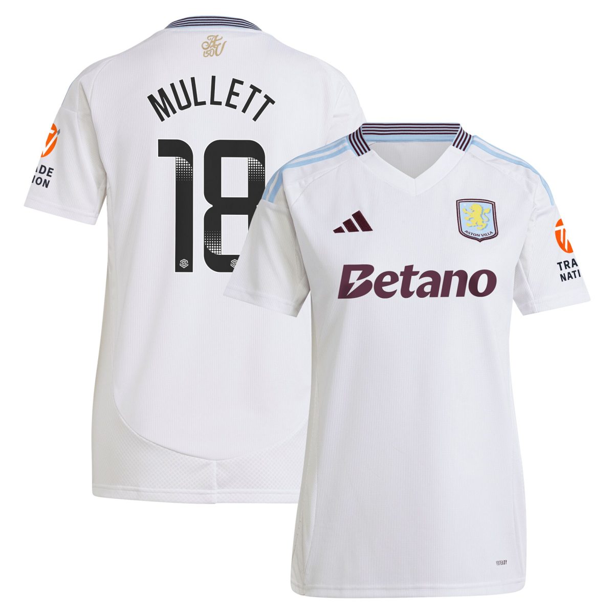 Aston Villa Jerseys - Official aston villa wsl adidas away shirt 2024-25 – womens with mullett 18 printing Collection for AVFC Fans