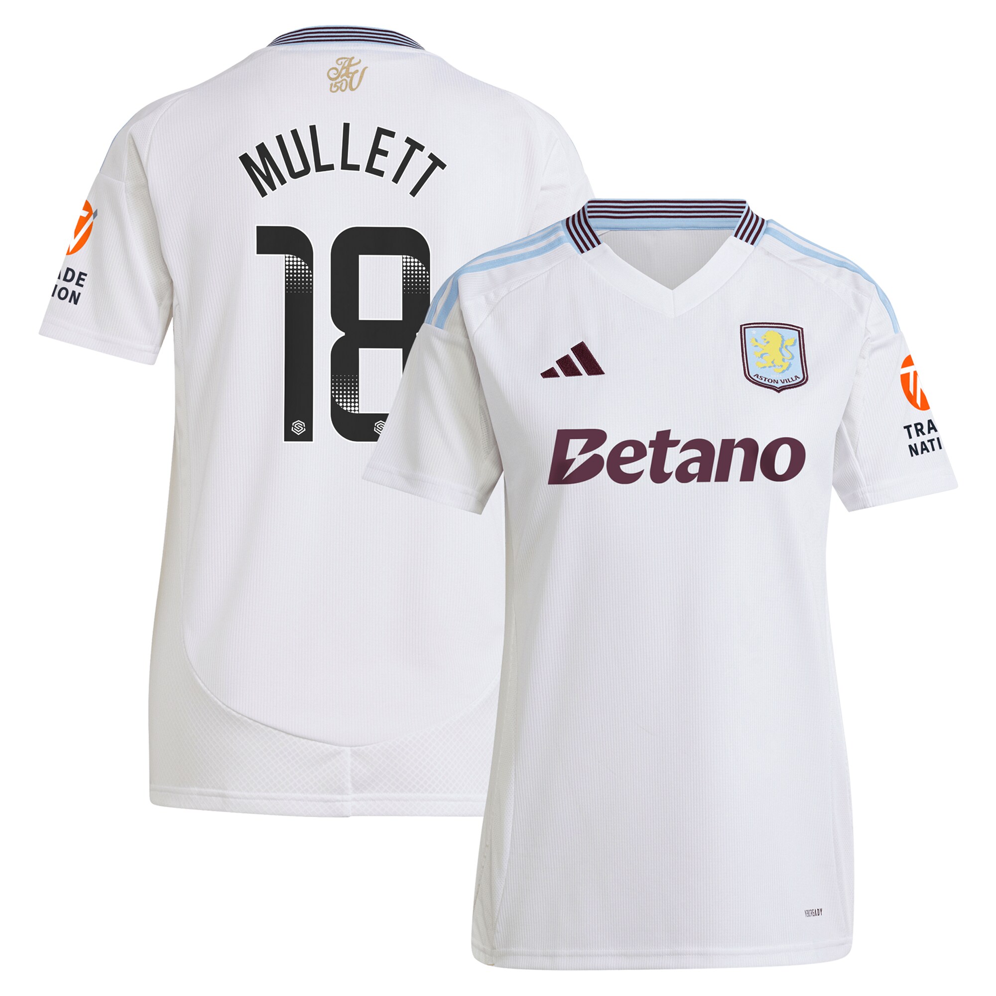 Aston Villa Jerseys - Official aston villa wsl adidas away shirt 2024-25 – womens with mullett 18 printing Collection for AVFC Fans