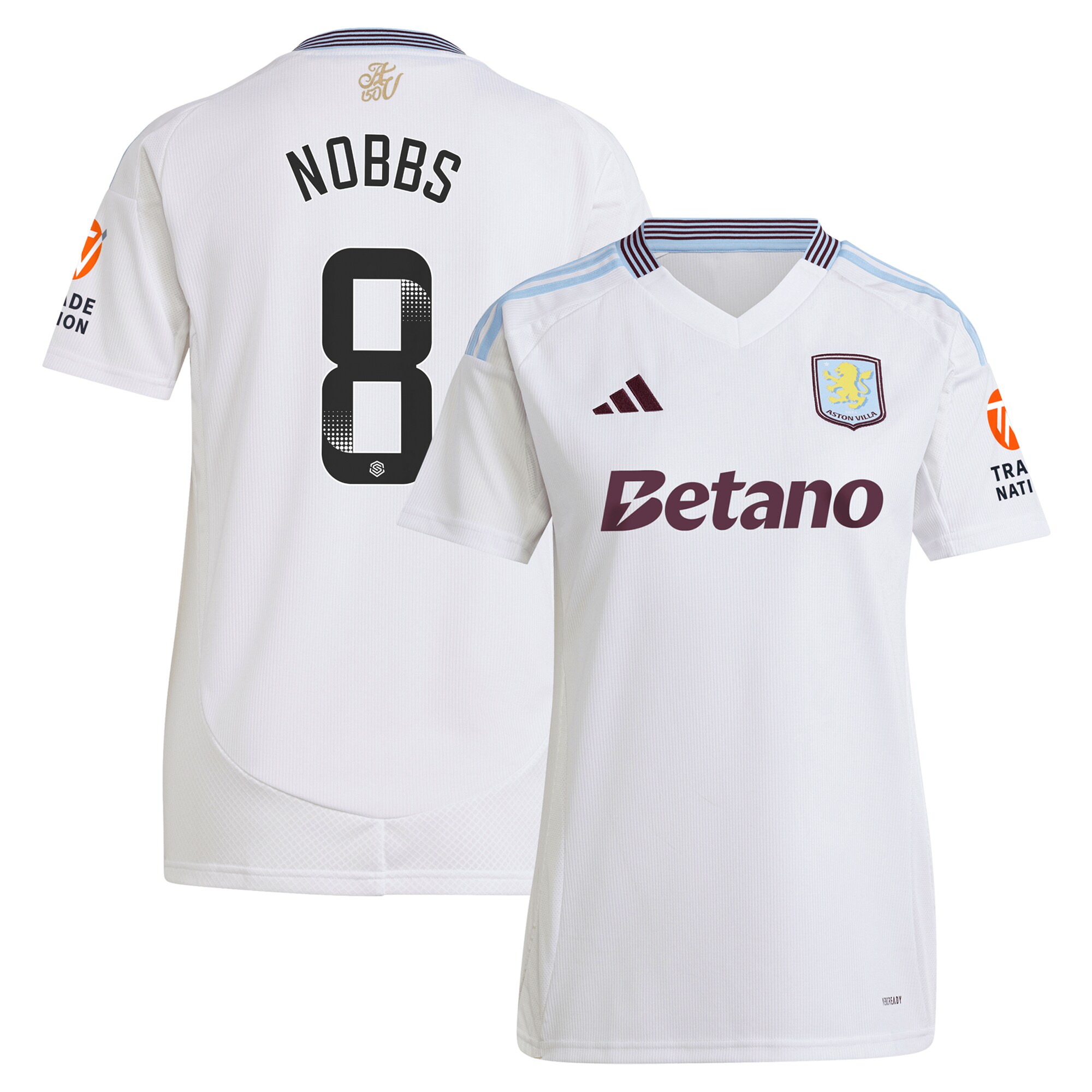 Aston Villa Jerseys - Official aston villa wsl adidas away shirt 2024-25 – womens with nobbs 8 printing Collection for AVFC Fans