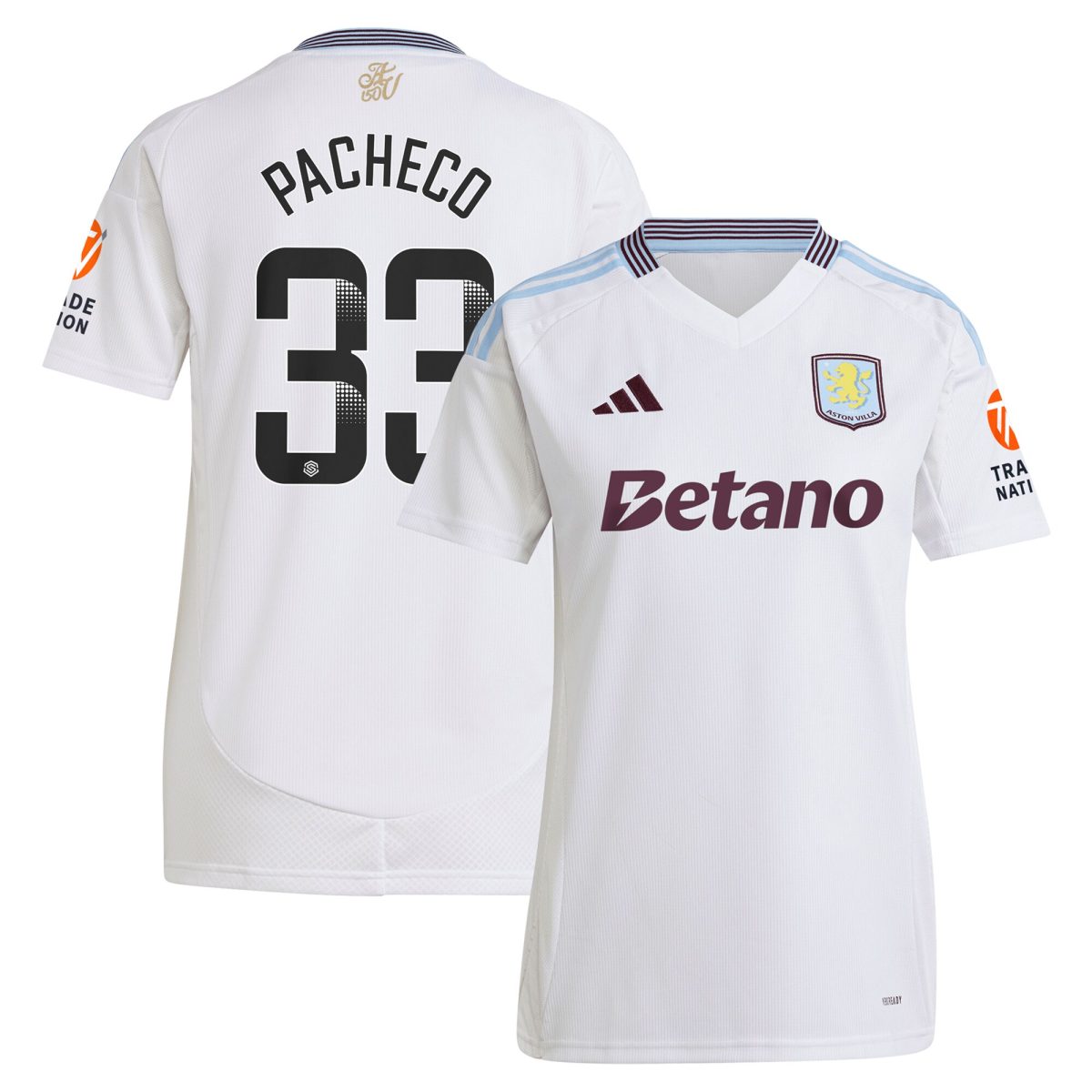 Aston Villa Jerseys - Official aston villa wsl adidas away shirt 2024-25 – womens with pacheco 33 printing Collection for AVFC Fans