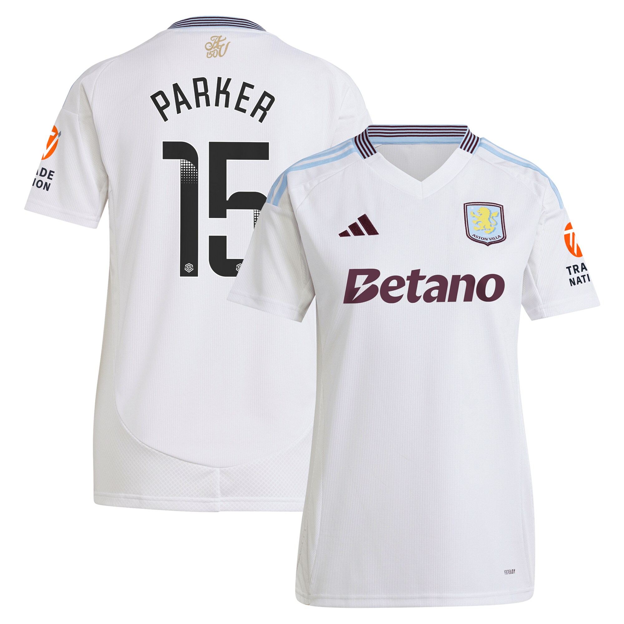 Aston Villa Jerseys - Official aston villa wsl adidas away shirt 2024-25 – womens with parker 15 printing Collection for AVFC Fans
