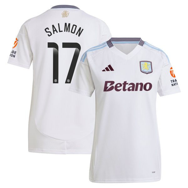 Aston Villa Jerseys - Official aston villa wsl adidas away shirt 2024-25 – womens with salmon 17 printing Collection for AVFC Fans