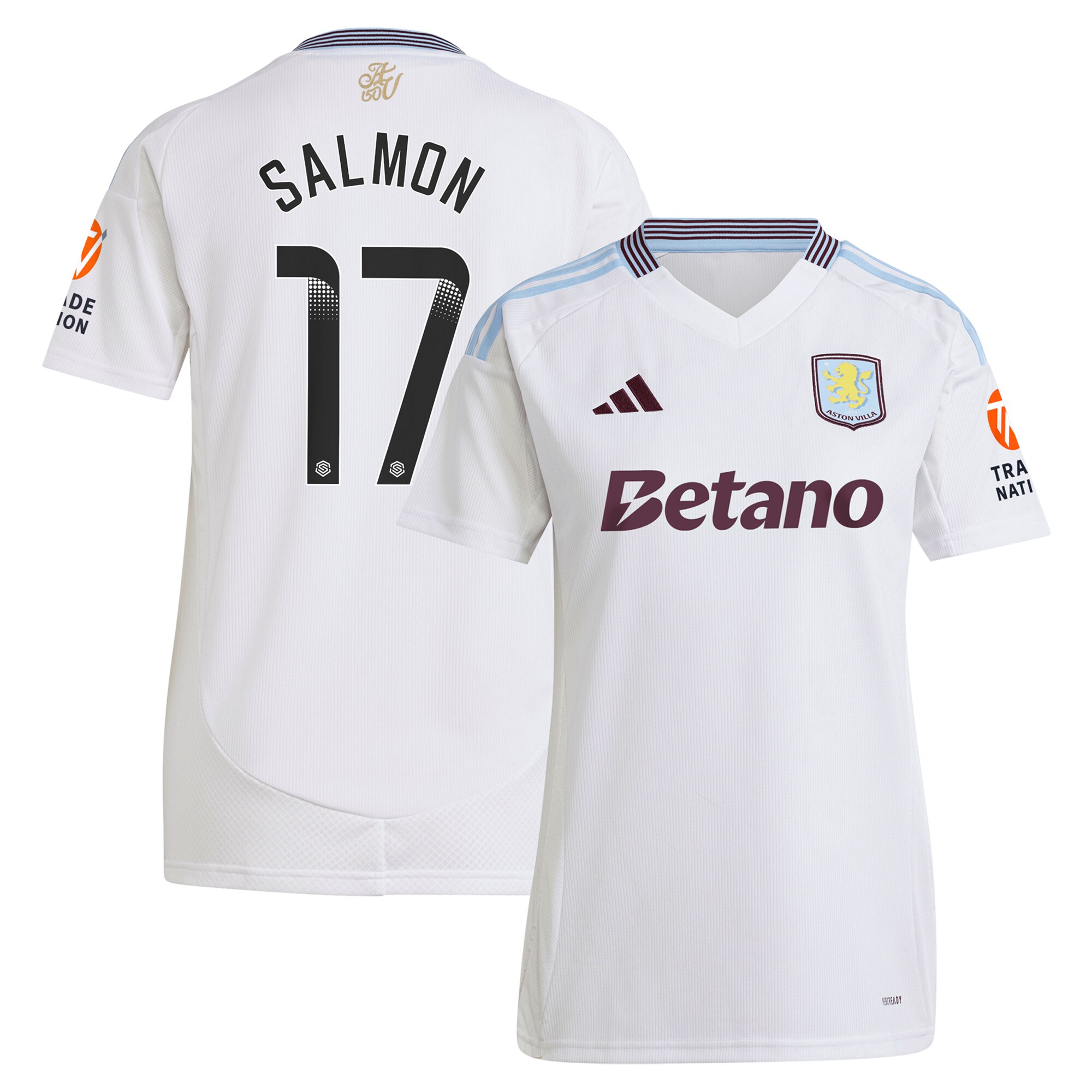 Aston Villa Jerseys - Official aston villa wsl adidas away shirt 2024-25 – womens with salmon 17 printing Collection for AVFC Fans