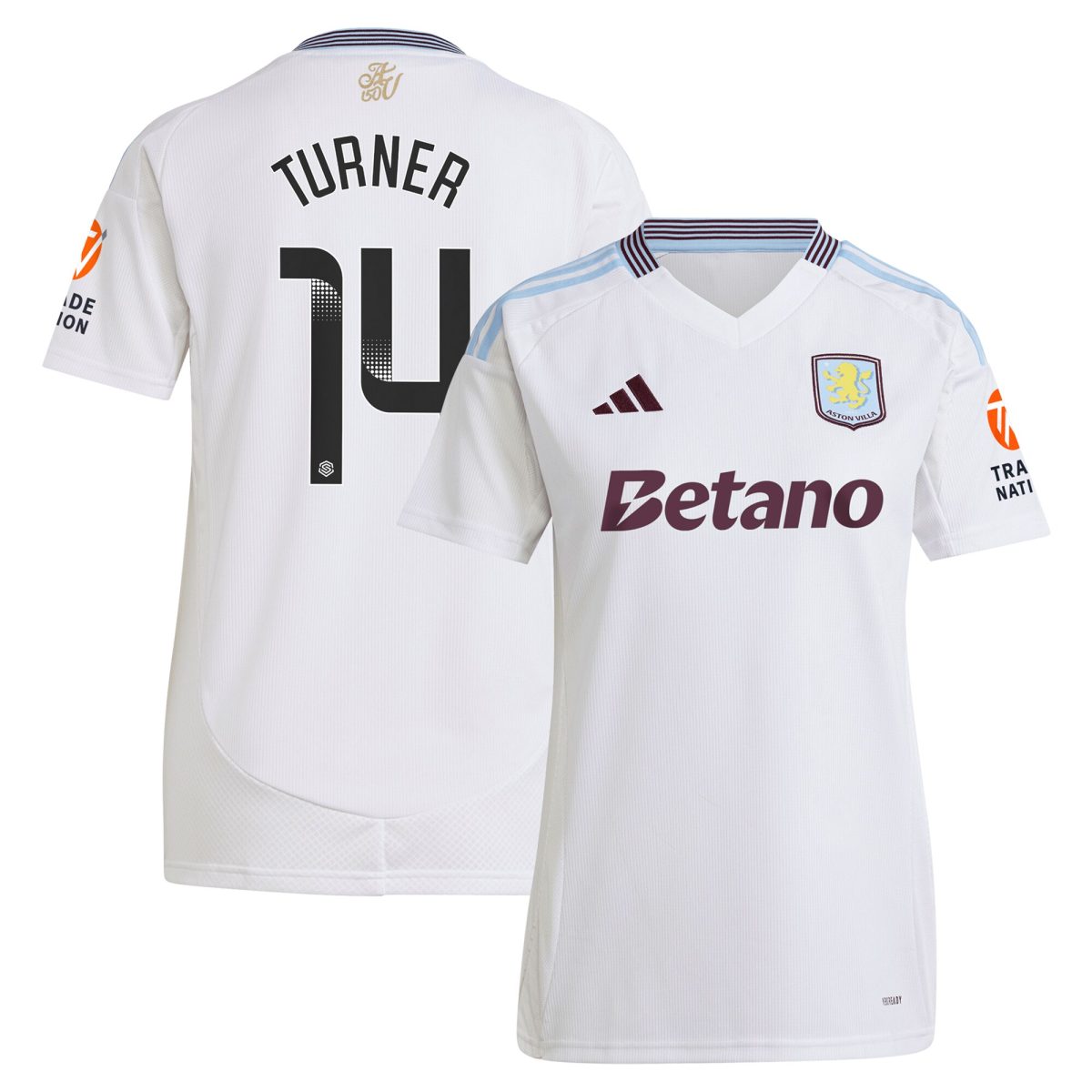 Aston Villa Jerseys - Official aston villa wsl adidas away shirt 2024-25 – womens with turner 14 printing Collection for AVFC Fans