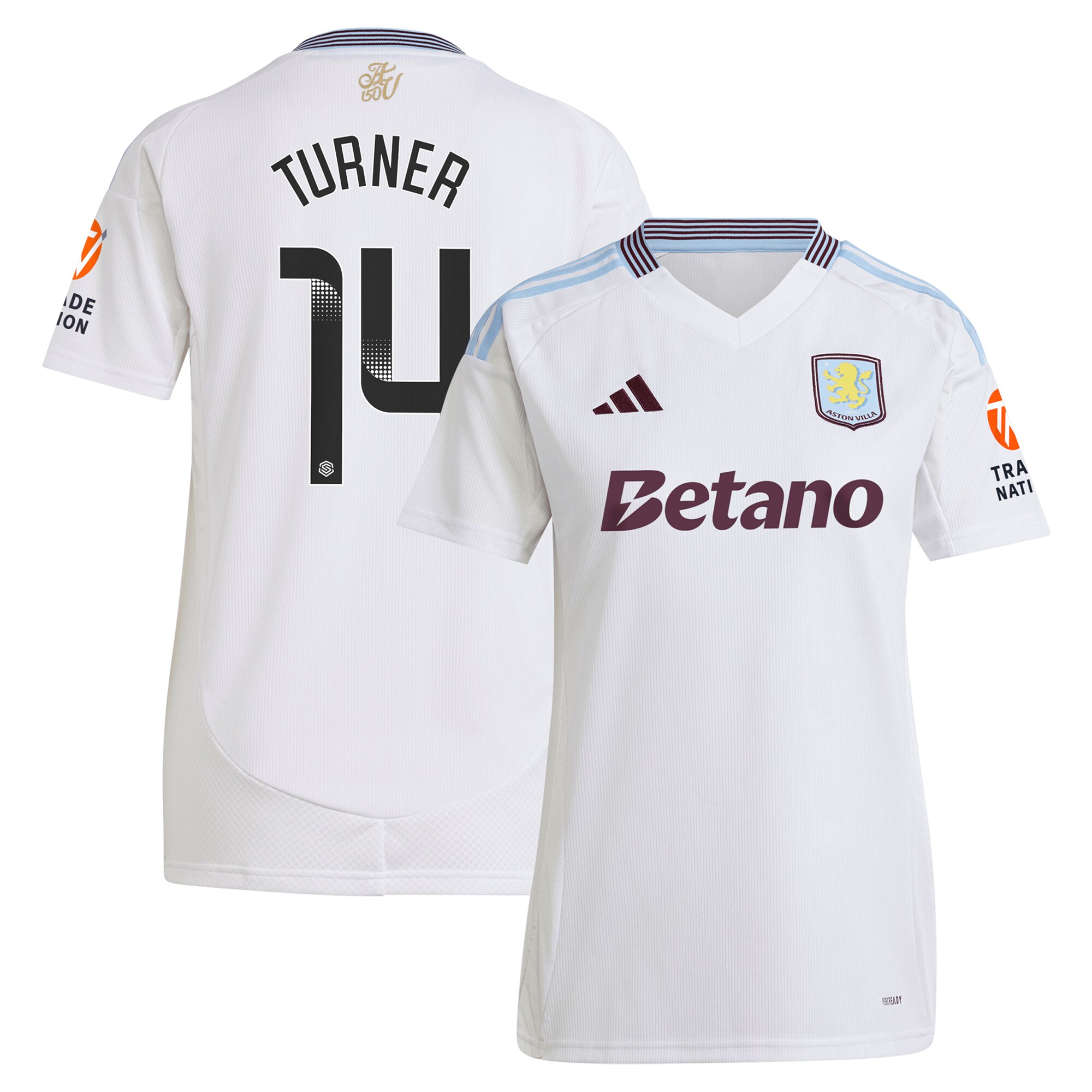 Aston Villa Jerseys - Official aston villa wsl adidas away shirt 2024-25 – womens with turner 14 printing Collection for AVFC Fans