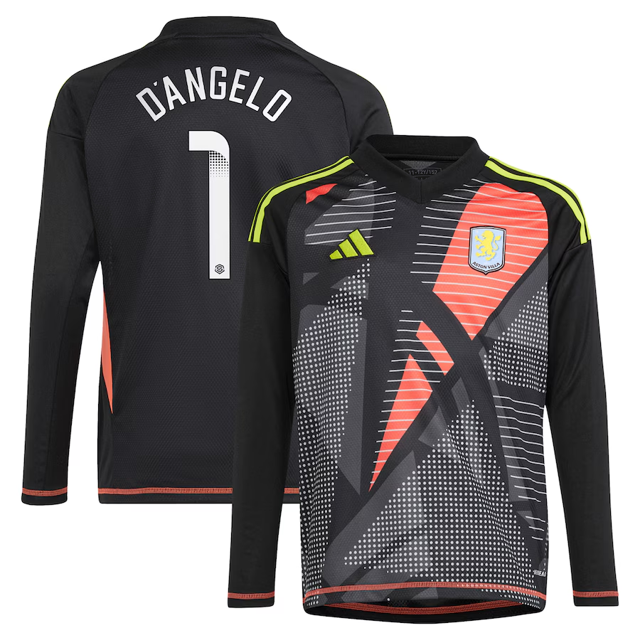 Aston Villa Jerseys - Official aston villa wsl adidas goalkeeper shirt 2024-25 – long sleeve – kids with d8217angelo 1 printing Collection for AVFC Fans