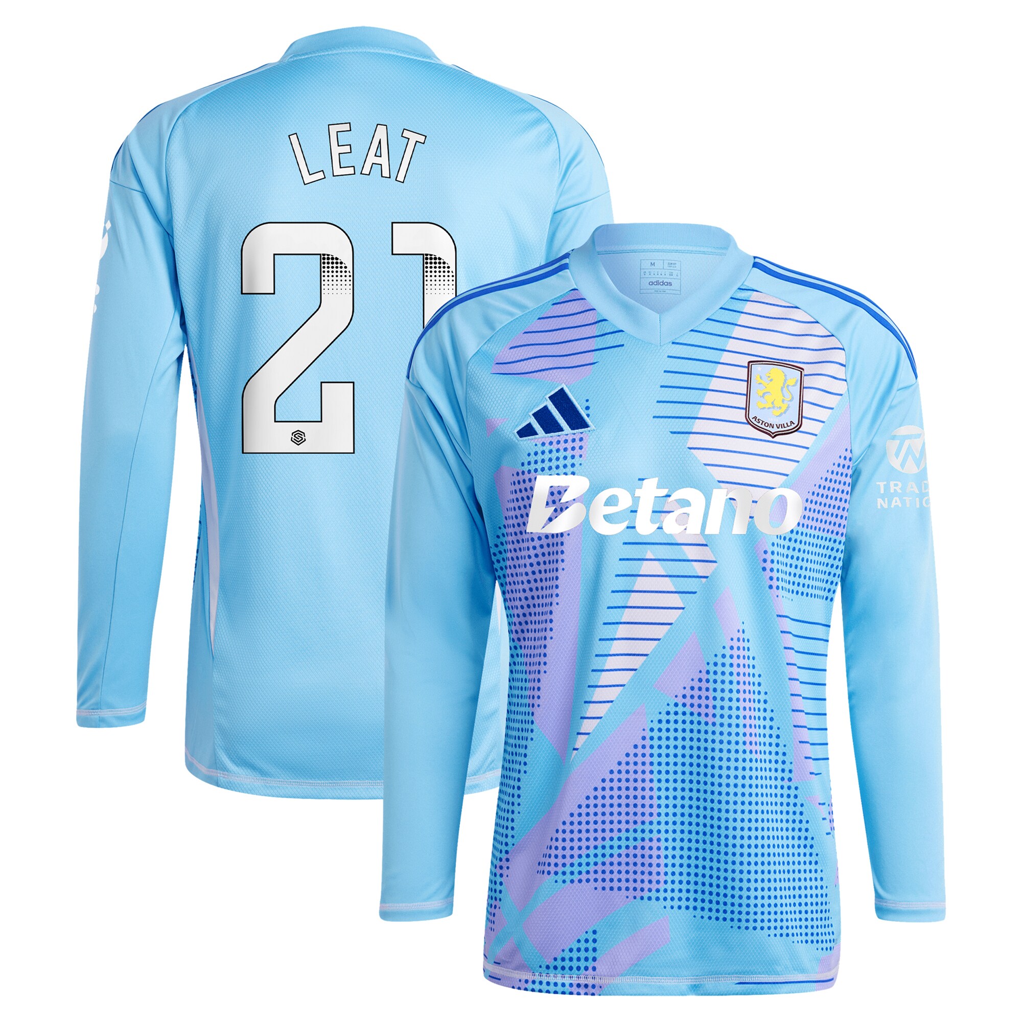 Aston Villa Jerseys - Official aston villa wsl adidas goalkeeper shirt 2024-25 – long sleeve with leat 21 printing – 202030996 Collection for AVFC Fans