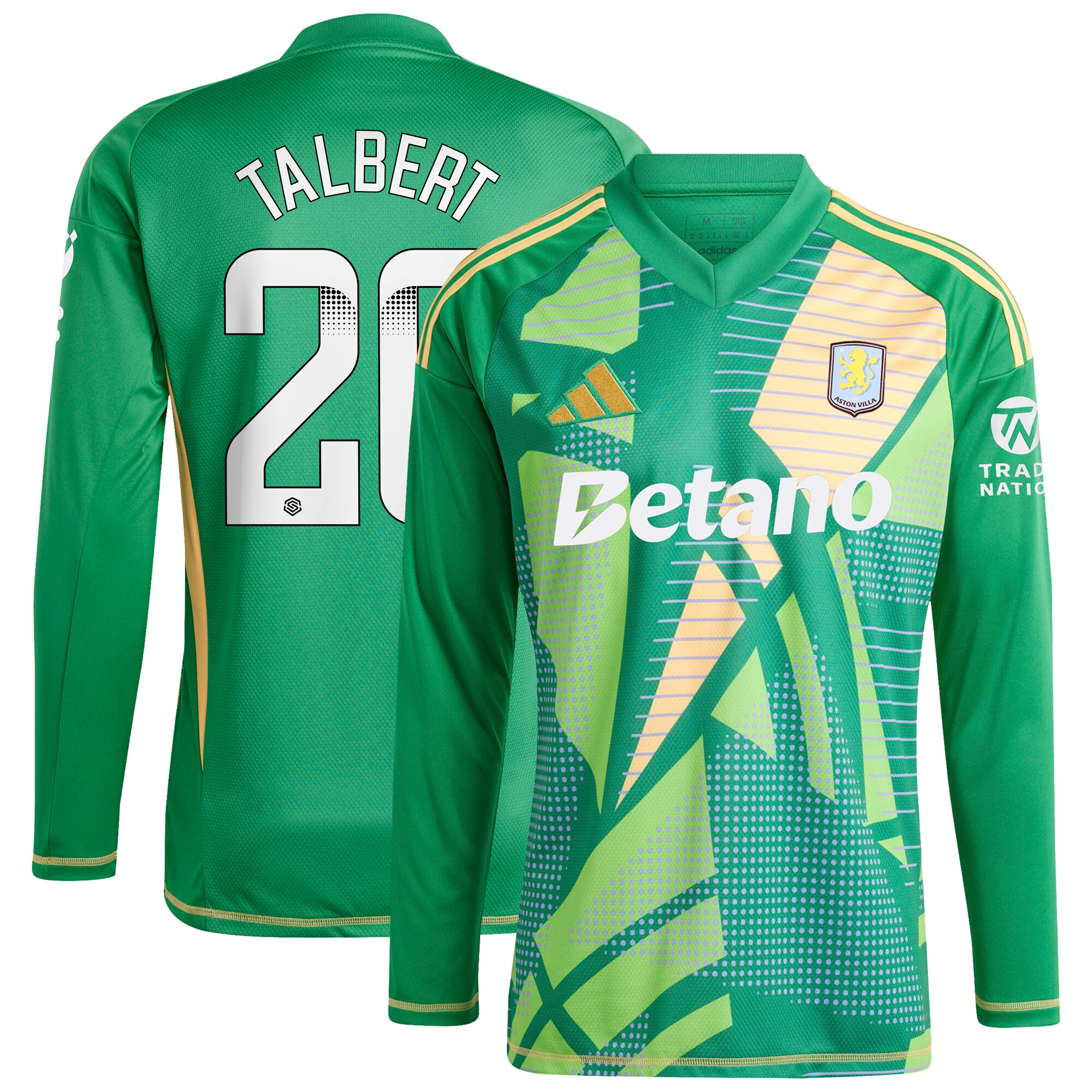 Aston Villa Jerseys - Official aston villa wsl adidas goalkeeper shirt 2024-25 – long sleeve with talbert 26 printing 202849399 Collection for AVFC Fans