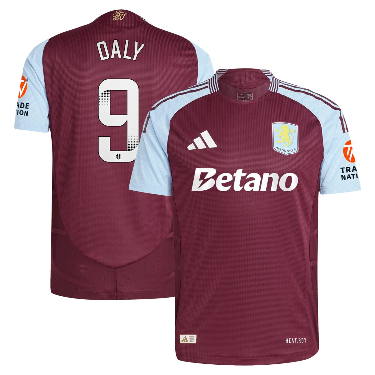 Aston Villa Jerseys - Official aston villa wsl adidas home authentic shirt 2024-25 with daly 9 printing Collection for AVFC Fans