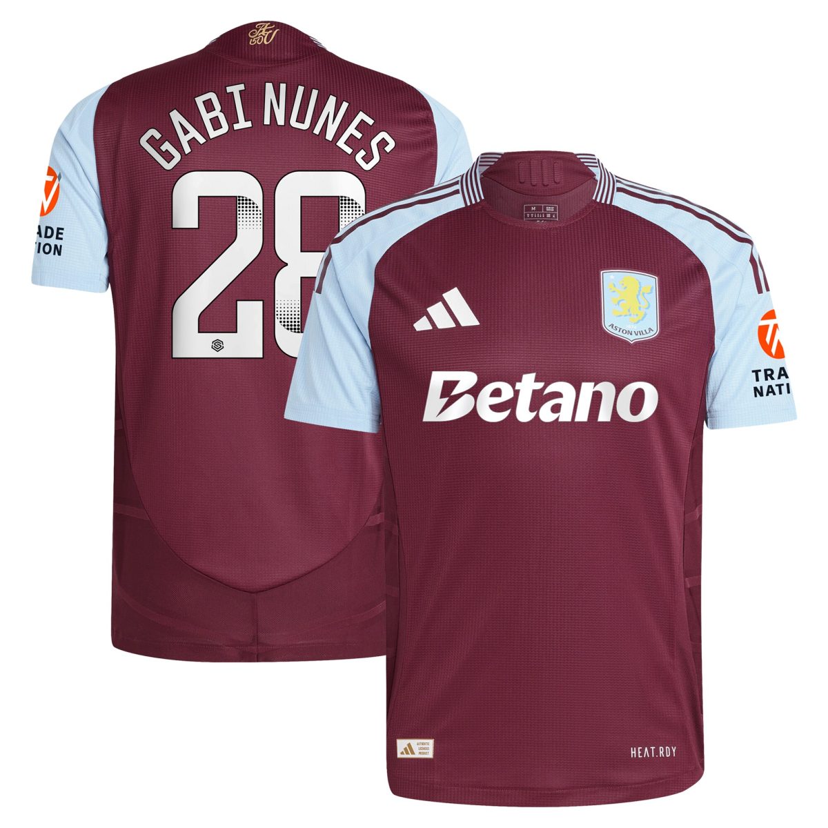 Aston Villa Jerseys - Official aston villa wsl adidas home authentic shirt 2024-25 with gabi nunes 28 printing Collection for AVFC Fans