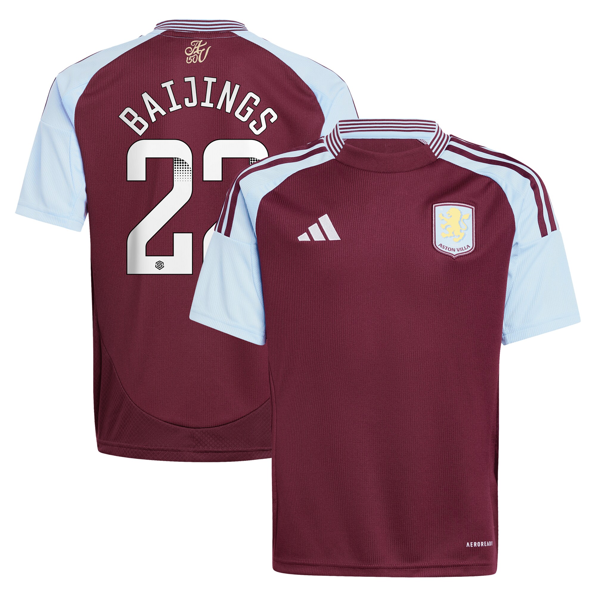 Aston Villa Jerseys - Official aston villa wsl adidas home shirt 2024-25 – kids with baijings 22 printing Collection for AVFC Fans