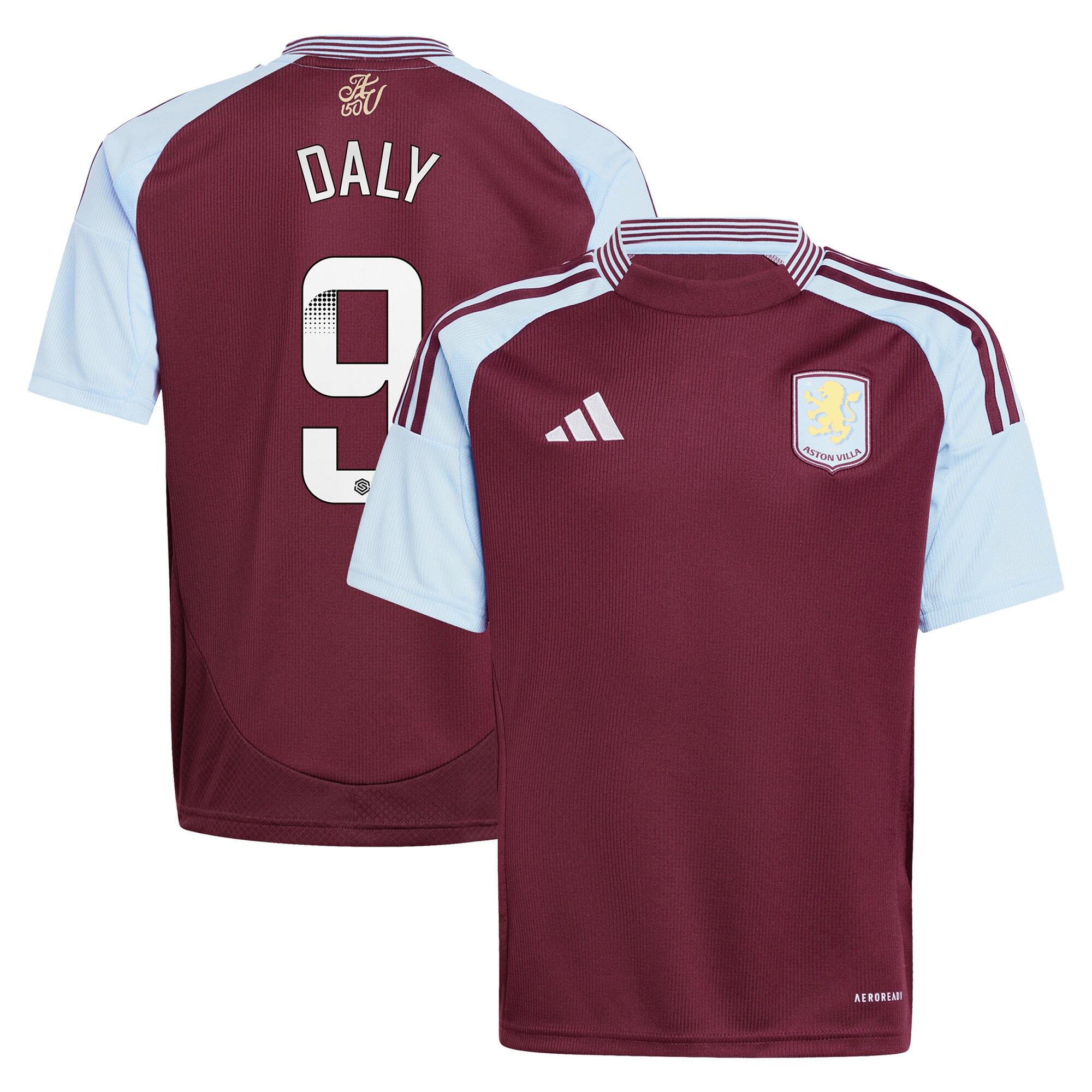 Aston Villa Jerseys - Official aston villa wsl adidas home shirt 2024-25 – kids with daly 9 printing Collection for AVFC Fans