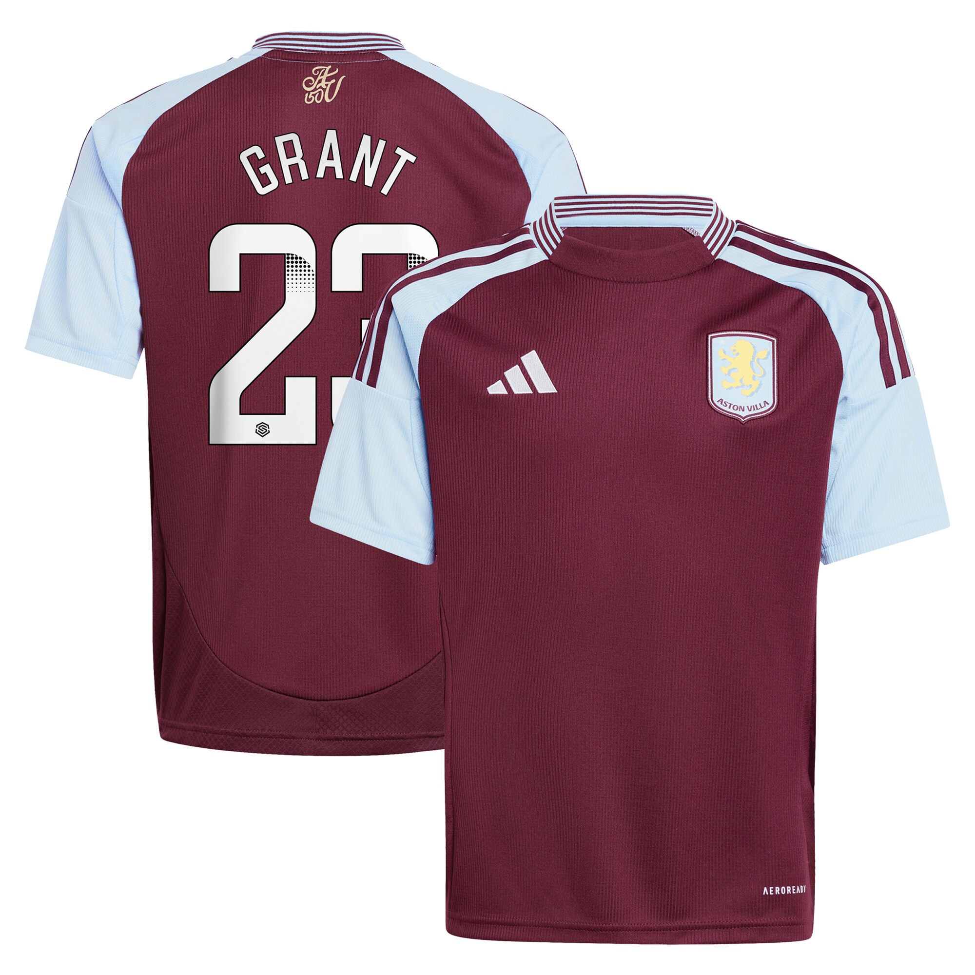 Aston Villa Jerseys - Official aston villa wsl adidas home shirt 2024-25 – kids with grant 23 printing Collection for AVFC Fans