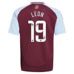 Aston Villa Jerseys - Official aston villa wsl adidas home shirt 2024-25 – kids with leon 19 printing Collection for AVFC Fans