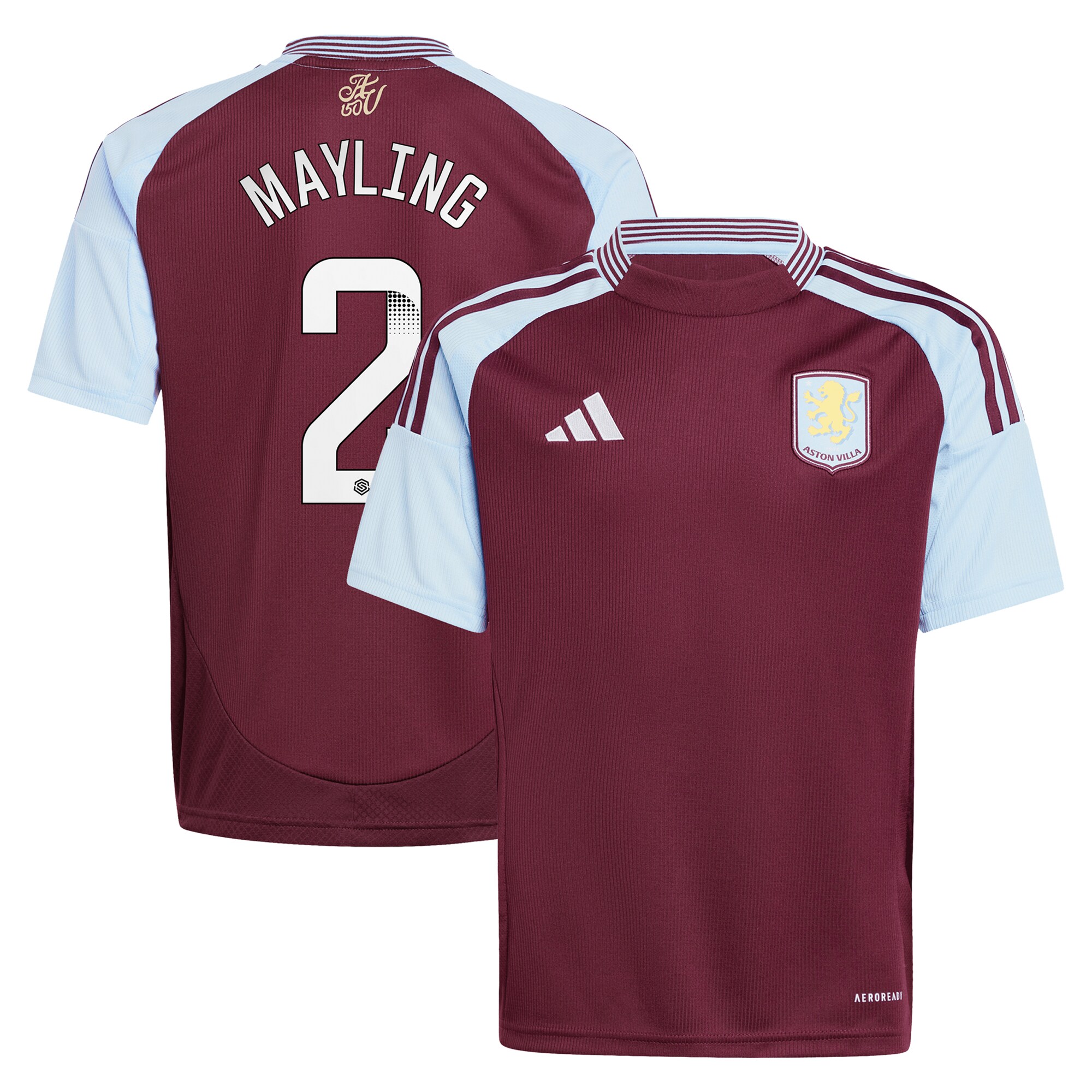 Aston Villa Jerseys - Official aston villa wsl adidas home shirt 2024-25 – kids with mayling 2 printing Collection for AVFC Fans