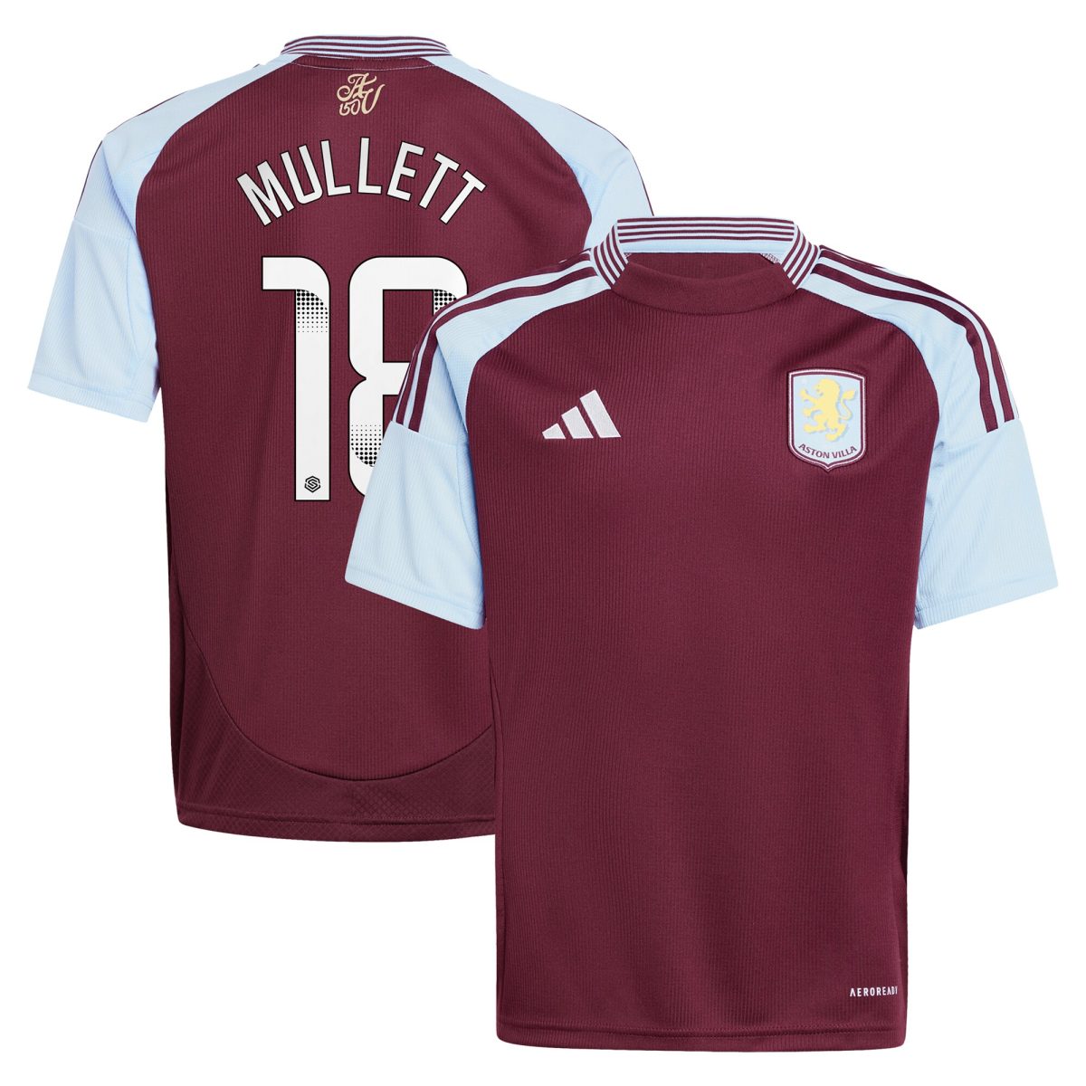 Aston Villa Jerseys - Official aston villa wsl adidas home shirt 2024-25 – kids with mullett 18 printing Collection for AVFC Fans