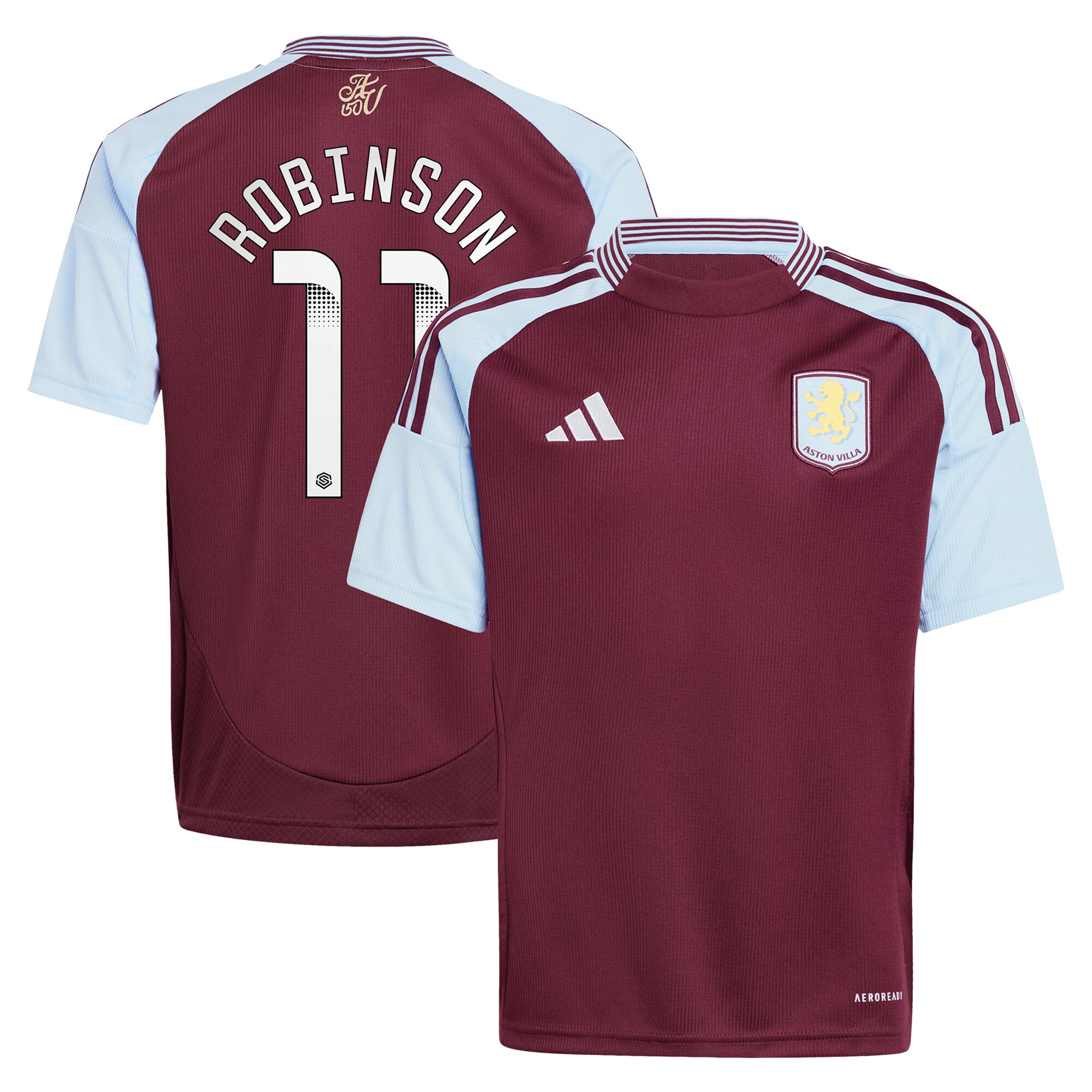 Aston Villa Jerseys - Official aston villa wsl adidas home shirt 2024-25 – kids with robinson 11 printing Collection for AVFC Fans